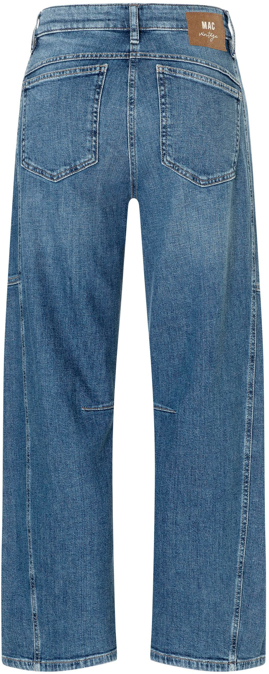 MAC 5-Pocket-Jeans »OHIO Barrel« Barrel Fit, Naht-Detail auf Kniehöhe