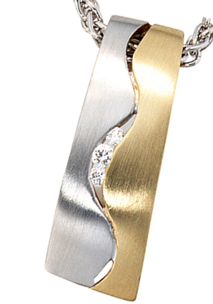 JOBO Kettenanhänger »Anhänger mit 3 Diamanten«, 585 Gold bicolor