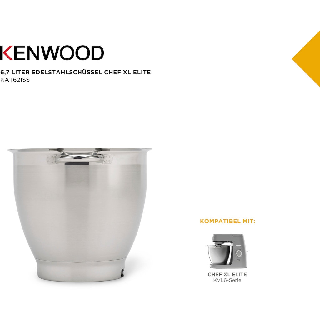 KENWOOD Küchenmaschinenschüssel »Chef XL Elite Edelstahl-Rührschüssel KAT621SS«, aus Edelstahl