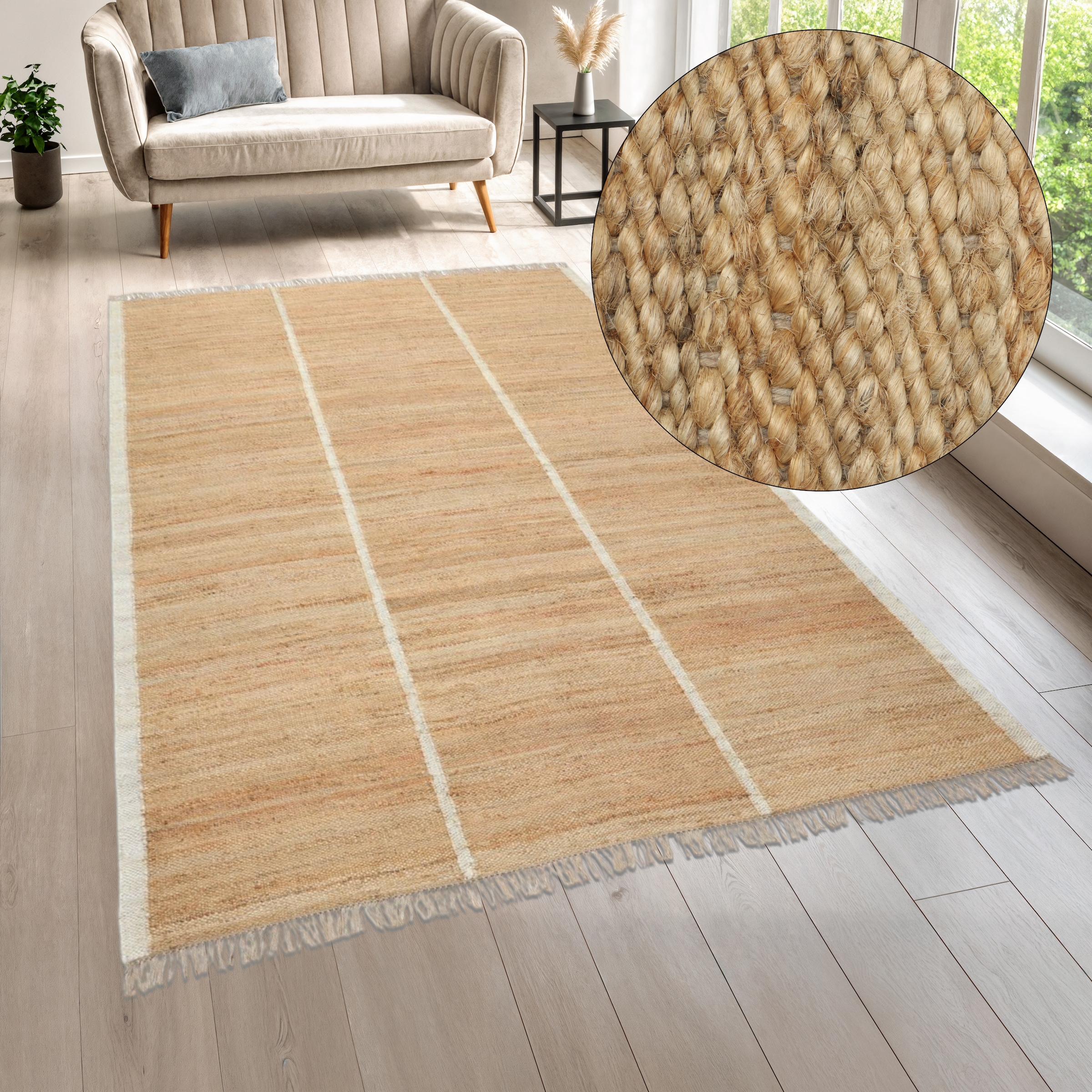 Teppich "Lenia, handgewebt, Jute", natur, B:200cm H:10mm L:300cm, Jute, LEGER HOME BY LENA GERCKE, Teppiche, Teppich, mit Fransen, Teppich, Wohnzimmer, Schlafzimmer, Esszimmer