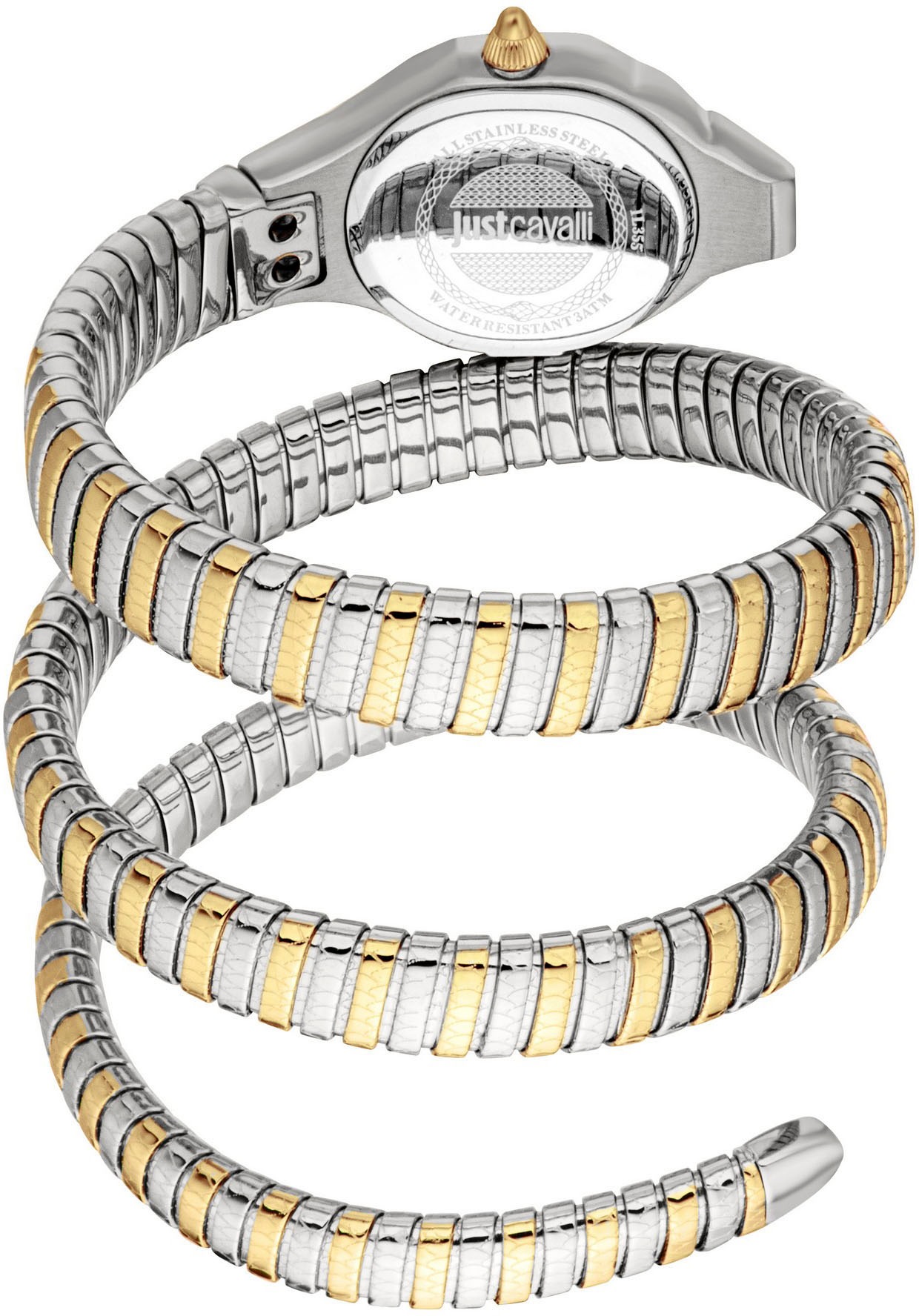 Just Cavalli Time Quarzuhr »Signature Snake«, Armbanduhr, Damenuhr, Edelstahlarmband, analog, Kristallsteine