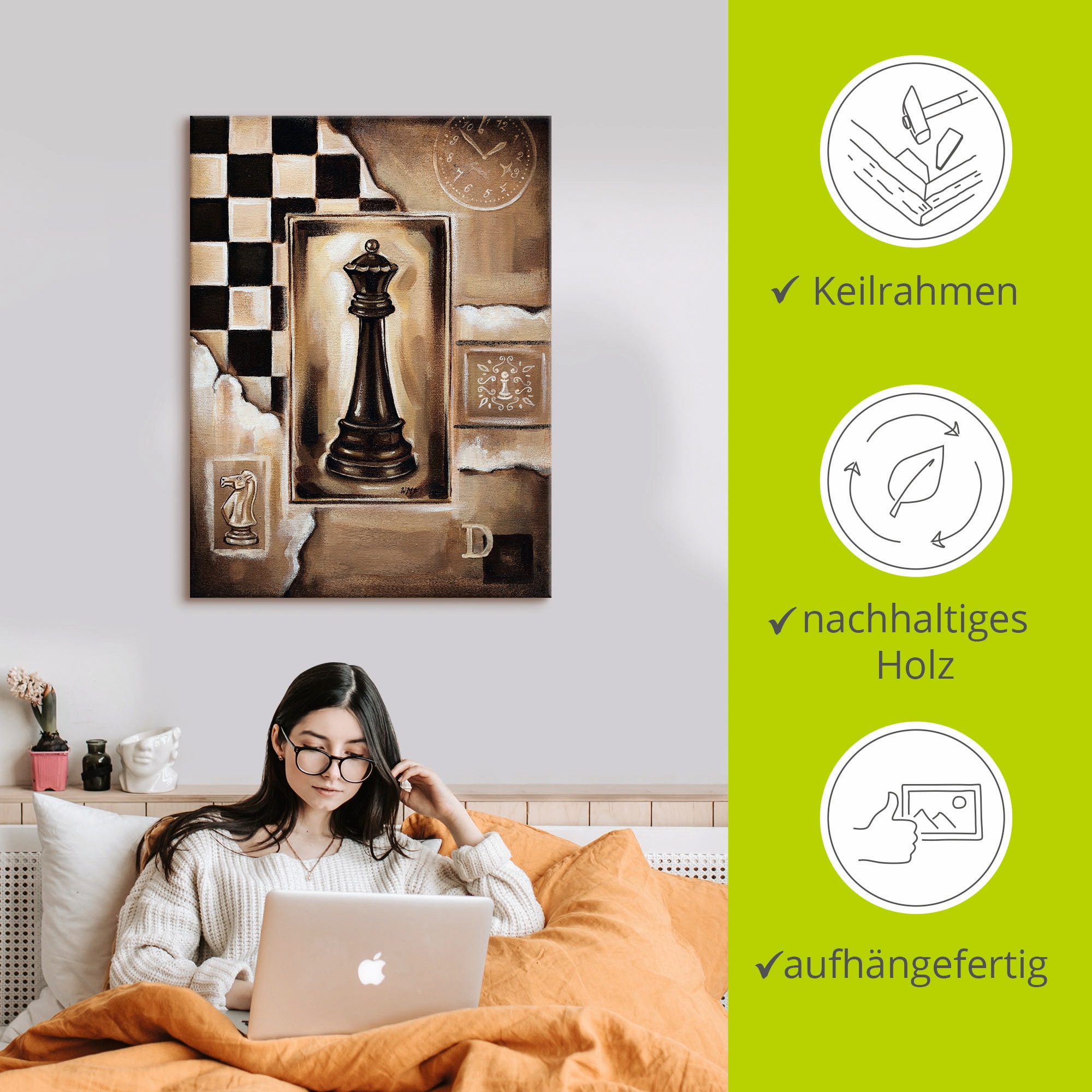 Artland Leinwandbild »Schach Königin« Schach 1 Stk. tlg. auf Holzrahmen gespannt