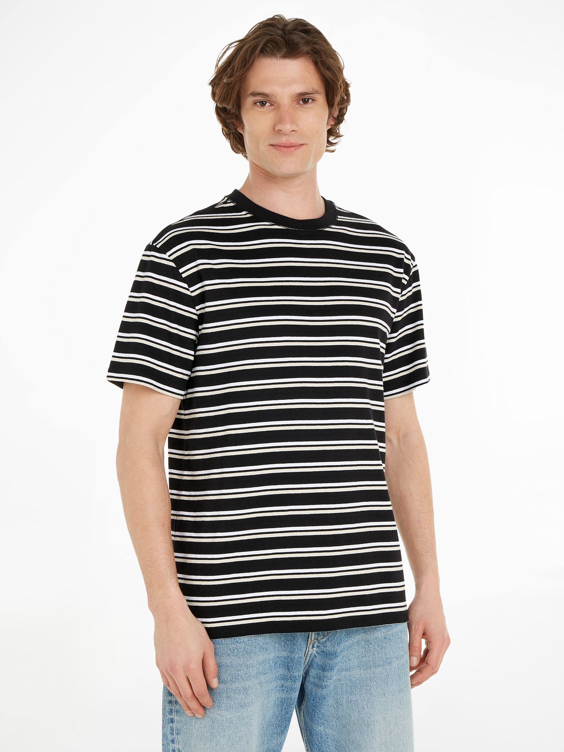 Tommy Jeans T-Shirt "TJM REG EASY STRIPE TEE", mit mehrfarbigen Streifen günstig online kaufen