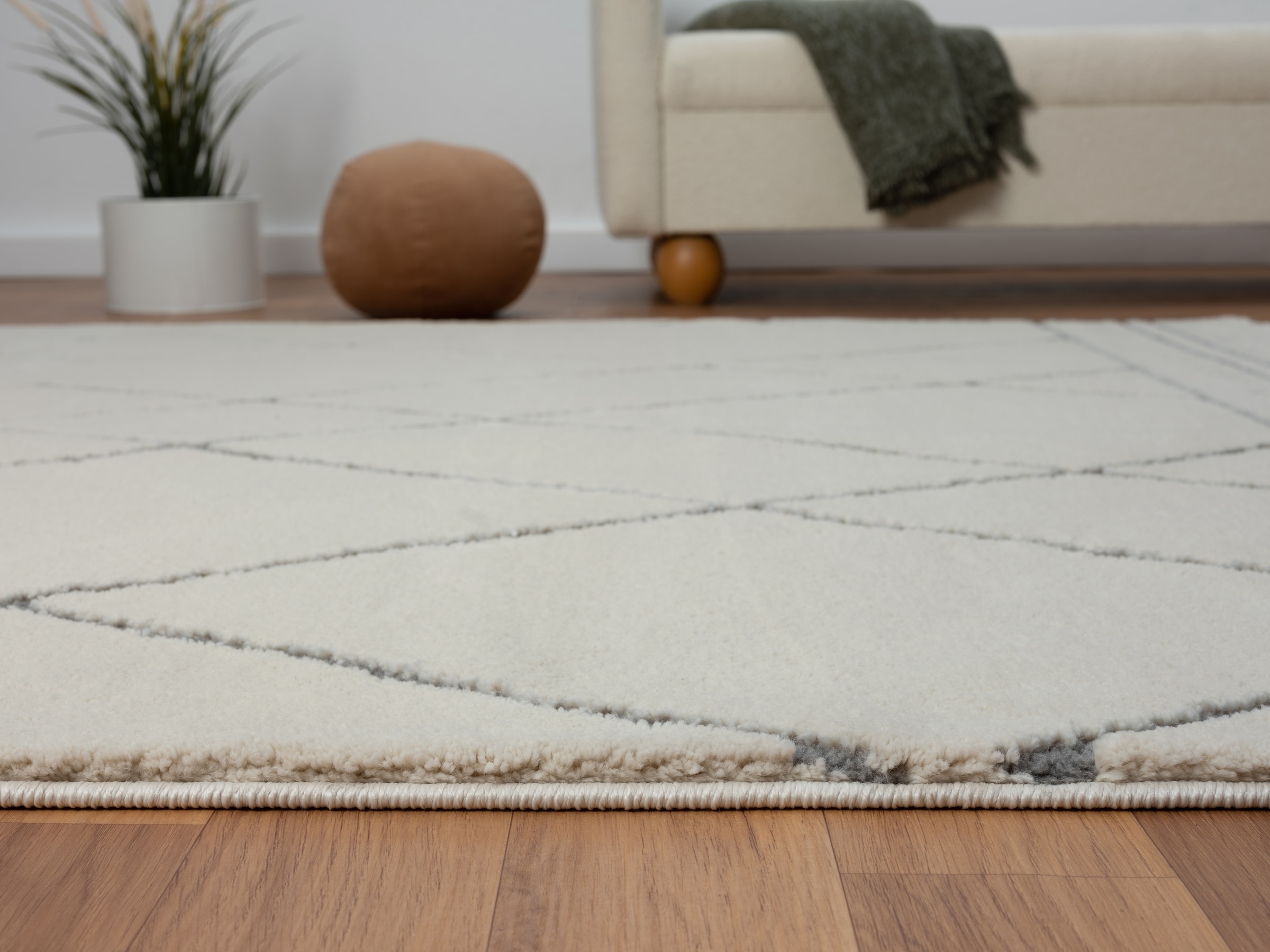 Myflair Möbel & Accessoires Hochflor-Teppich »Moroccan Design Lagerräumung«, rechteckig, 24 mm Höhe, modern, marokkanisches Design, Rauten Muster, weich, mit Fransen