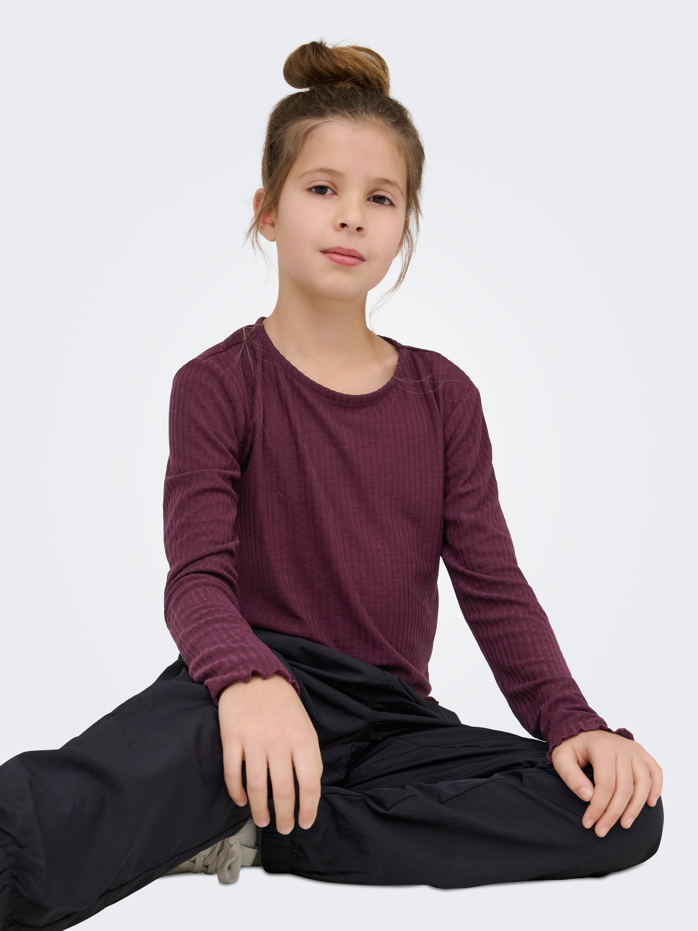KIDS ONLY Langarmshirt »KOGNELLA L/S O-NECK TOP JRS NOOS« Materialmix