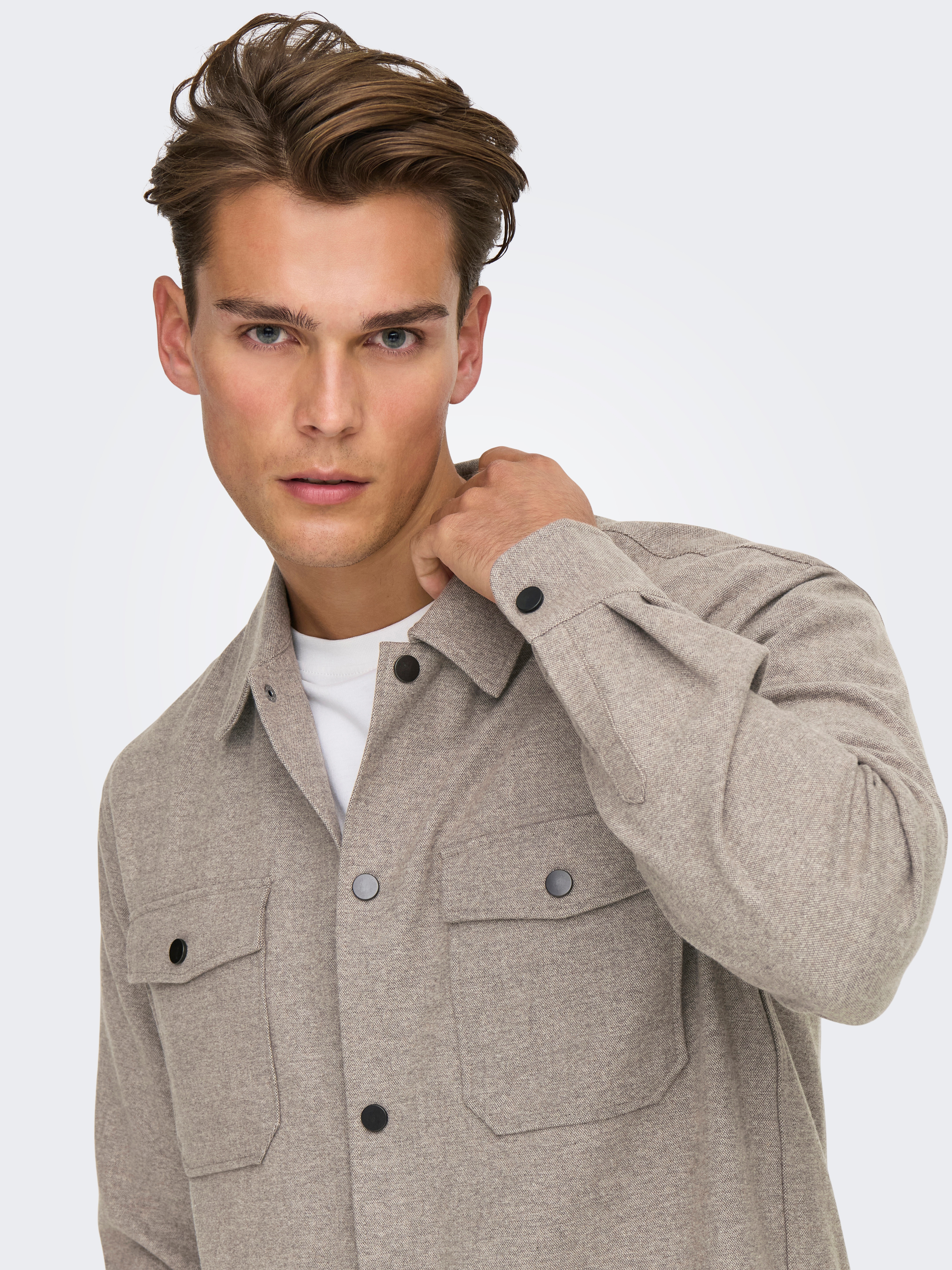 Thumbnail - ONLY & SONS Langarmhemd "ONSMARK BRUSHED 0353 OVERSHIRT" Materialmix, regular fit