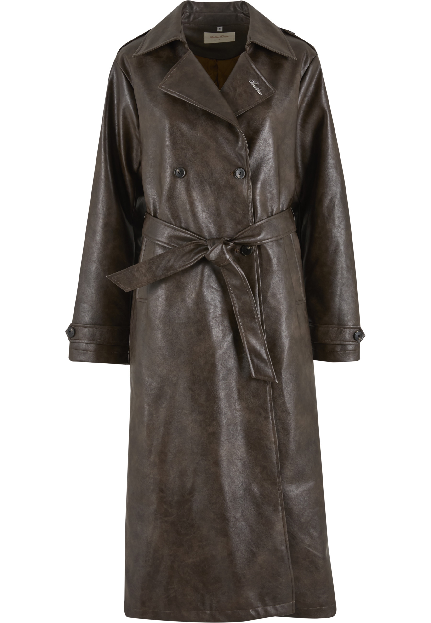 Another Cotton Lab Winterjacke "Another Cotton Lab Another Vegan Leather Trench Coat" 1 Stk. tlg. ohne Kapuze
