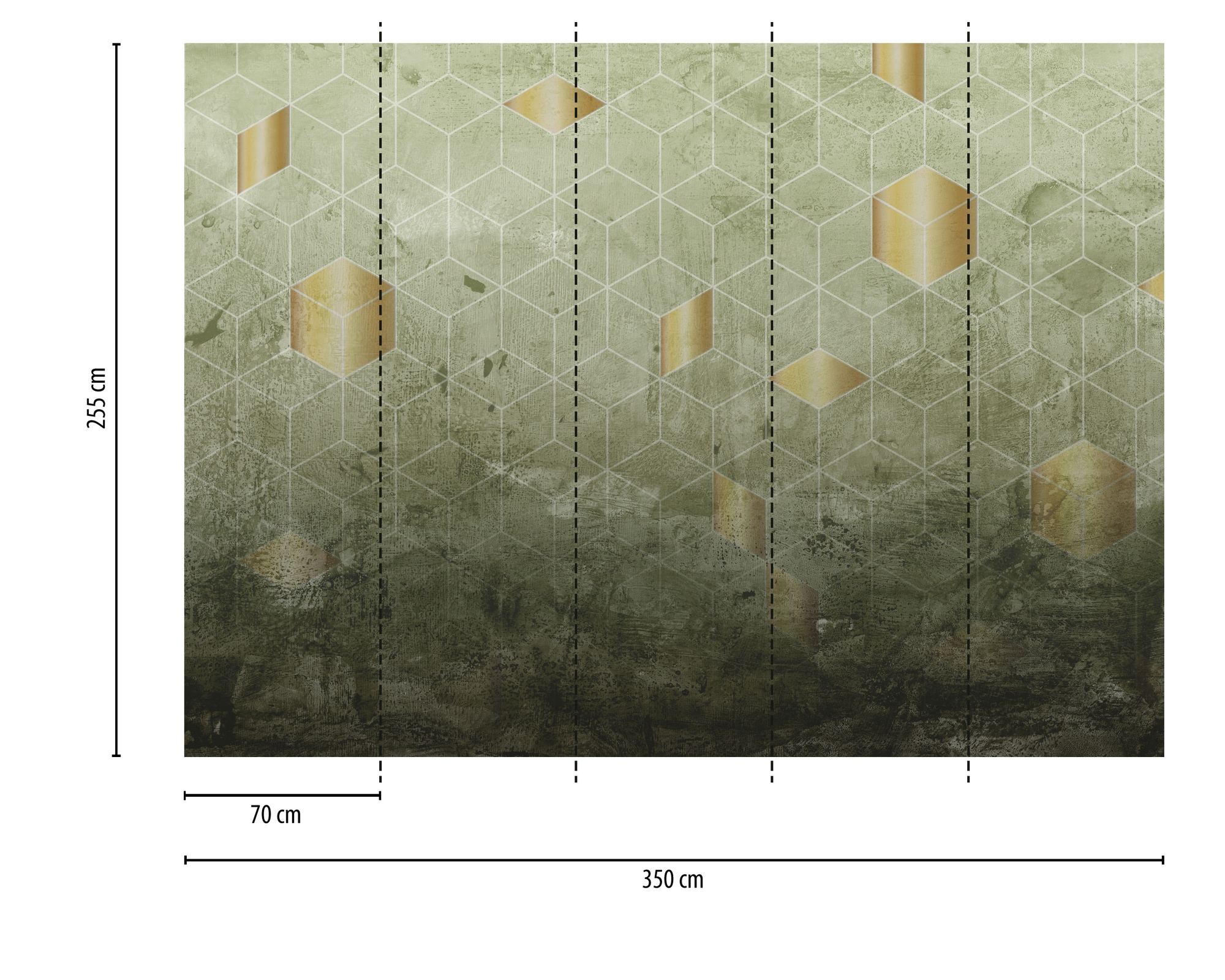 A.S. Création Vliestapete »Fototapete Geometrie Gold Grün Hexagon Betonoptik« matt strukturiert