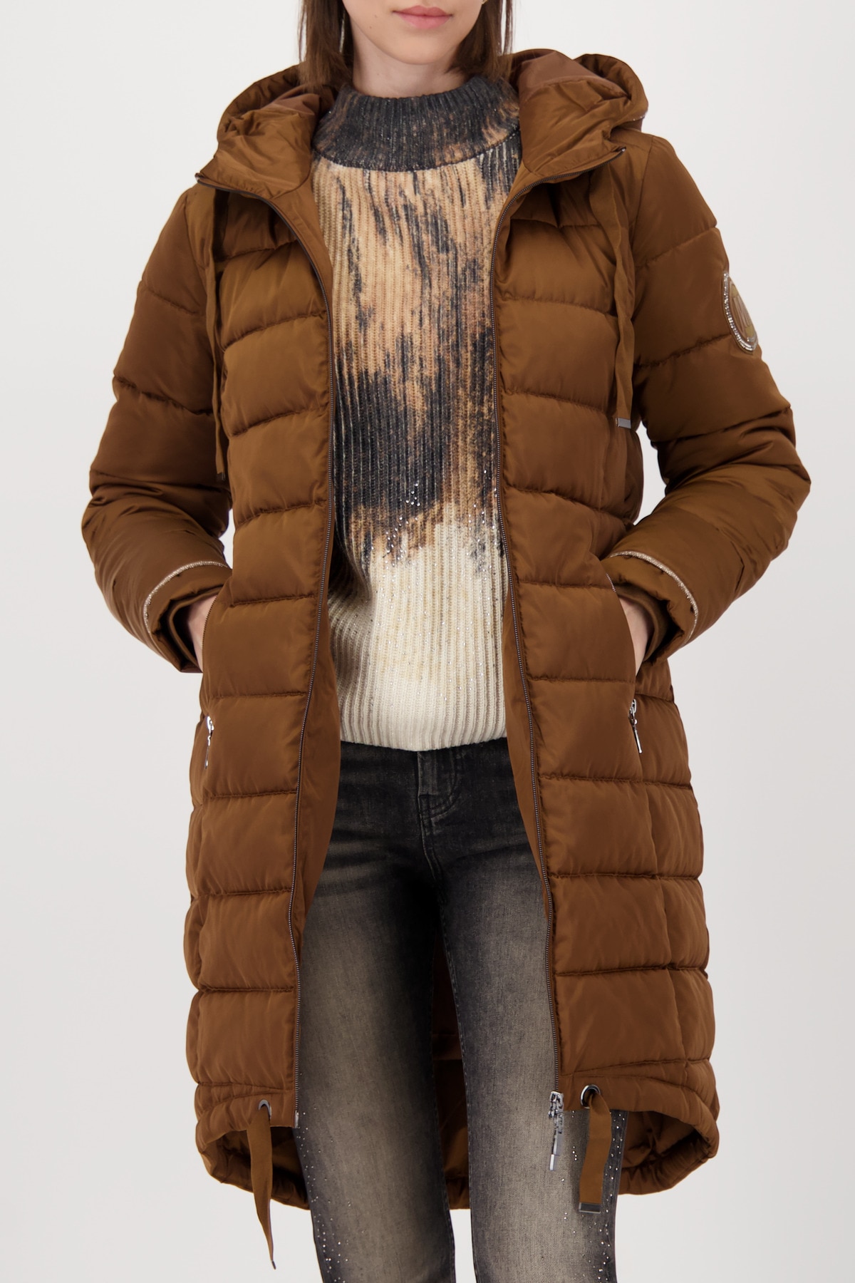 Monari Steppmantel Regular fit mit Rundhalsausschnitt und Kapuze günstig online kaufen
