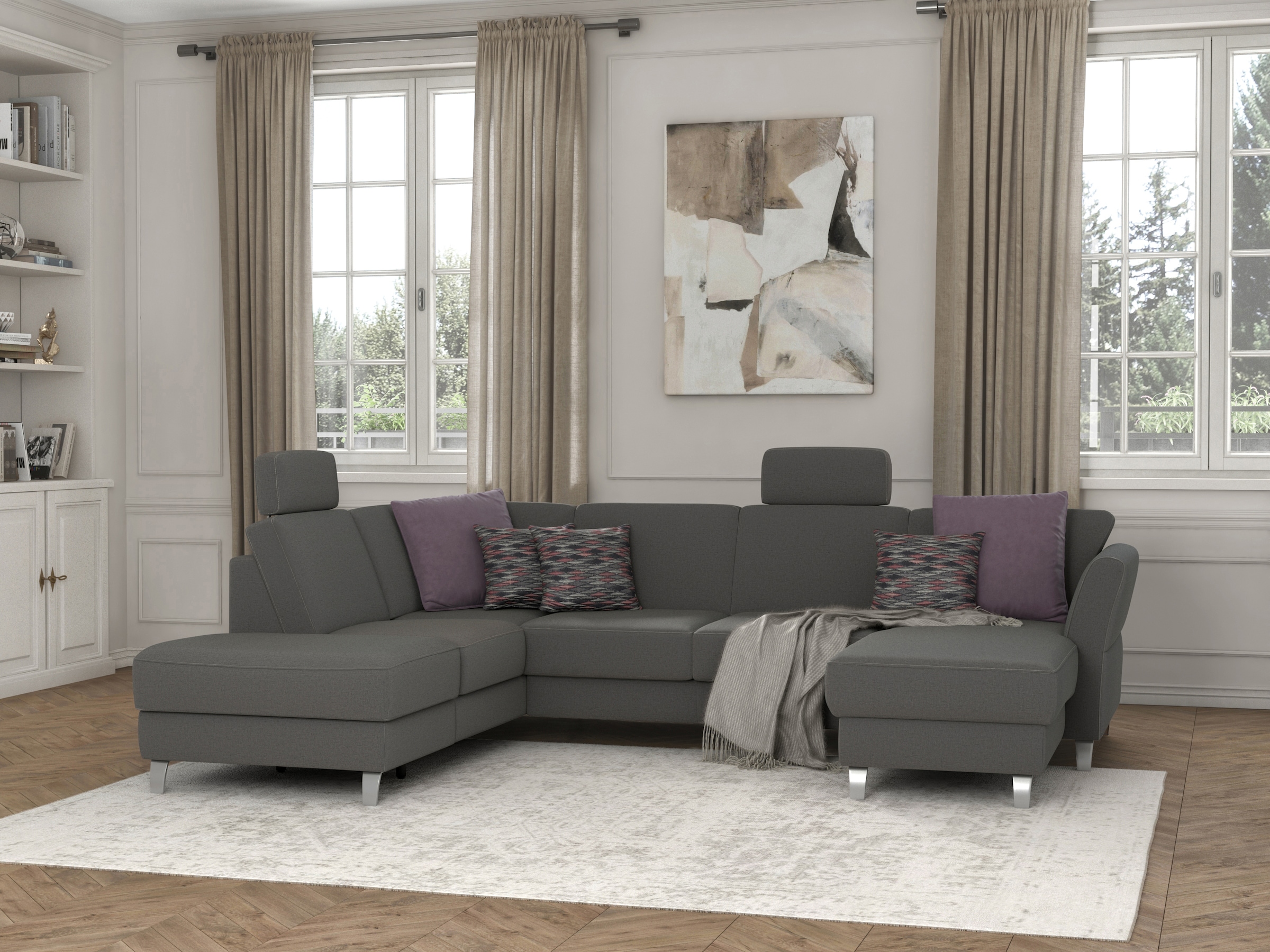 sit&more Wohnlandschaft »Visby U-Form« Wahlweise mit Bettfunktion und Stauraum, frei im Raum stellbar