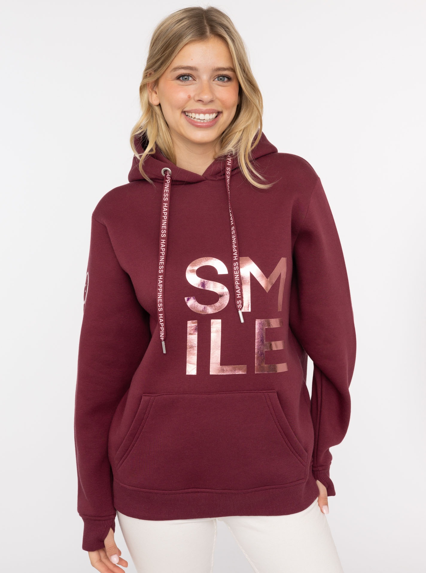 Zwillingsherz Hoodie ""Alissa Shiny"" glänzender Print, Daumenloch, Kordel, günstig online kaufen
