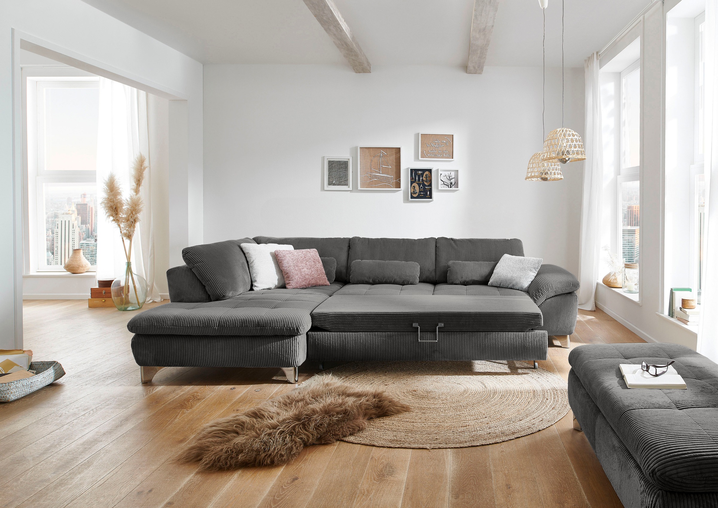 Die PlanBar Ecksofa "MP-IN14007 L-Form" wahlweise mit Bettfunktion und vers günstig online kaufen