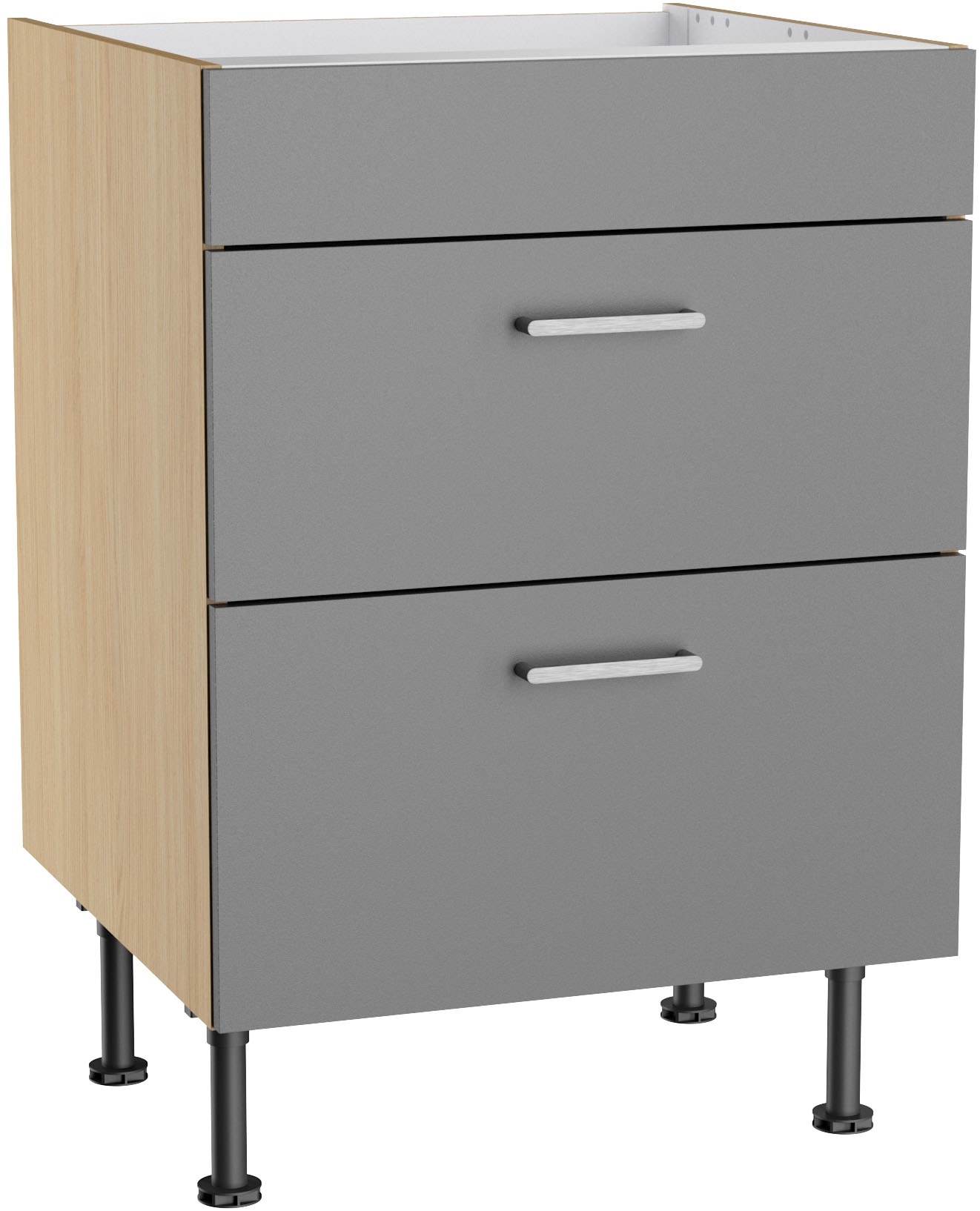 KOCHSTATION Kochfeldumbauschrank "KS-Lucy" Breite 60 cm, mit 2 Auszügen, Soft-Close, höhenverstellbare Füße