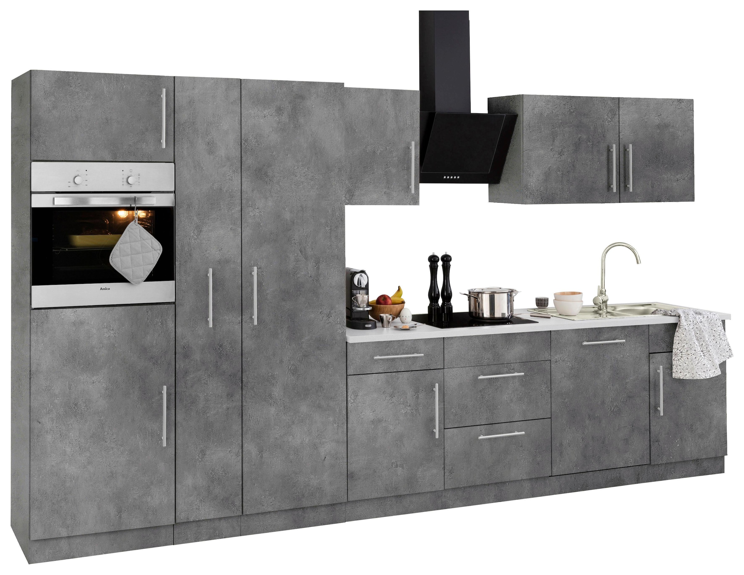 wiho Küchen Küchenzeile »Cali«, mit E-Geräten, Breite 360 cm mit Metallgriffen