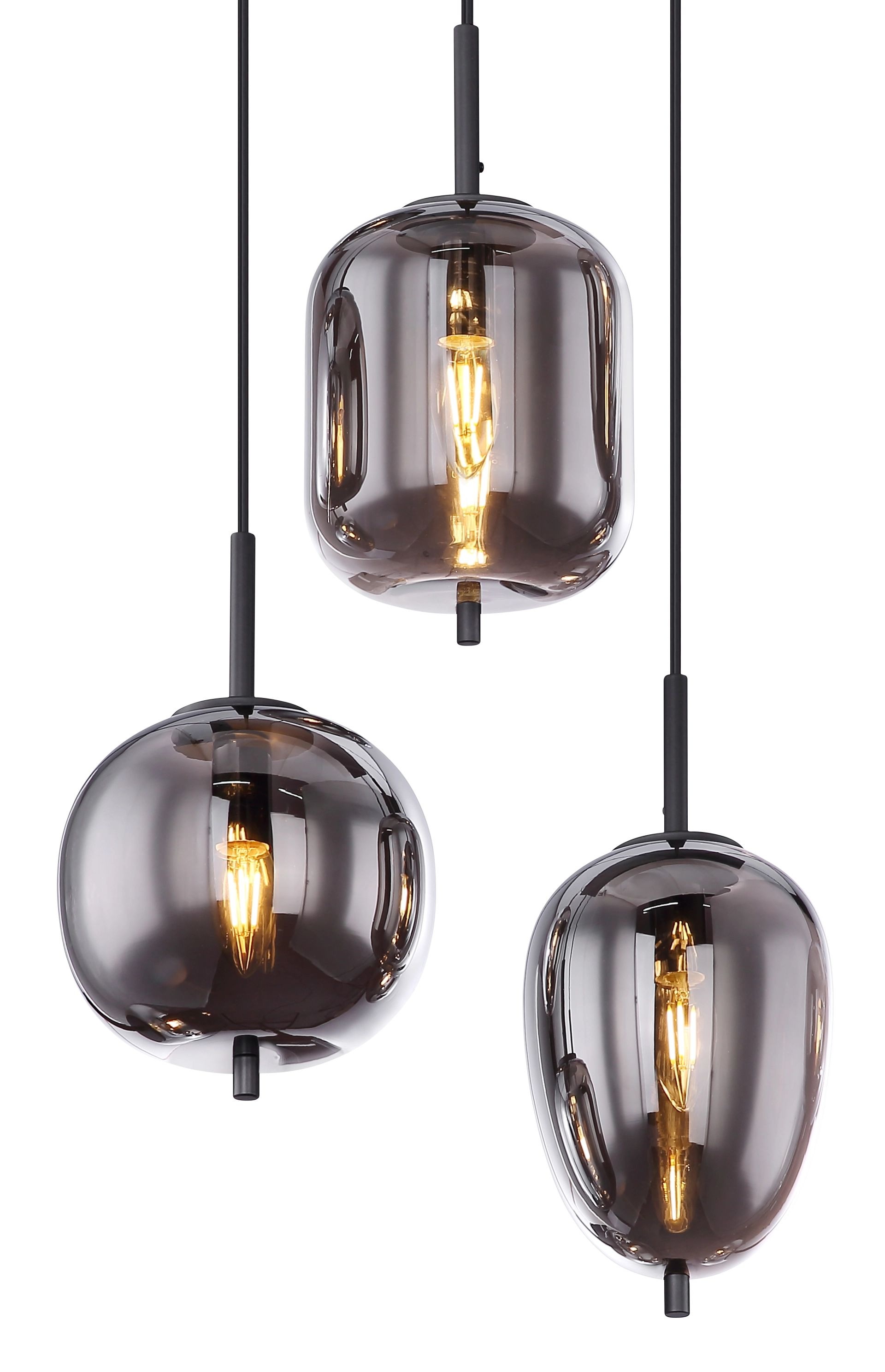 GLOBO LIGHTING Pendelleuchte »BLACKY«, Leuchtmittel E14 | ohne Leuchtmittel, Hängelampe, Hängeleuchte, verschiedene Gläser, modern, Essbereich