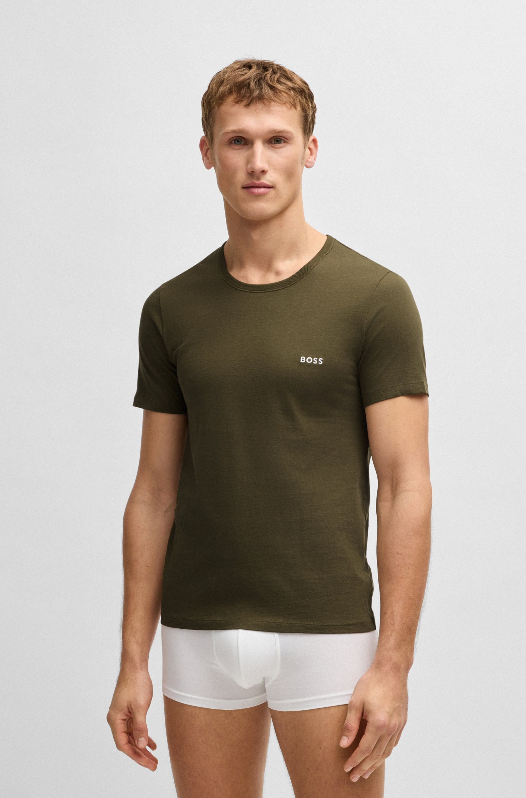 BOSS T-Shirt »TShirtRN 3P Classic«, (3 tlg.), mit Logostickerei