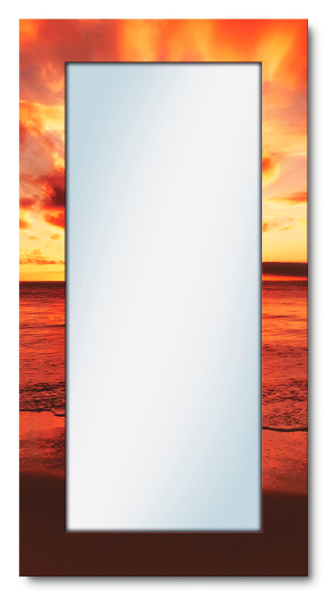 Artland Dekospiegel »Schöner Sonnenuntergang Strand«, gerahmter Ganzkörperspiegel, Wanspiegel mit Motivrahmen, modern