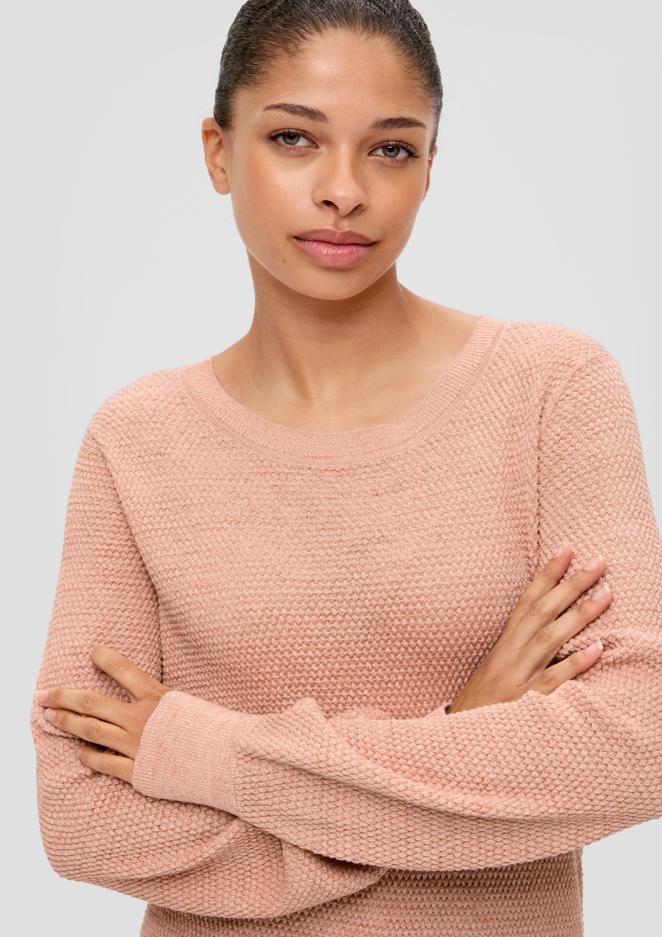 QS Strickpullover, mit Puffärmel