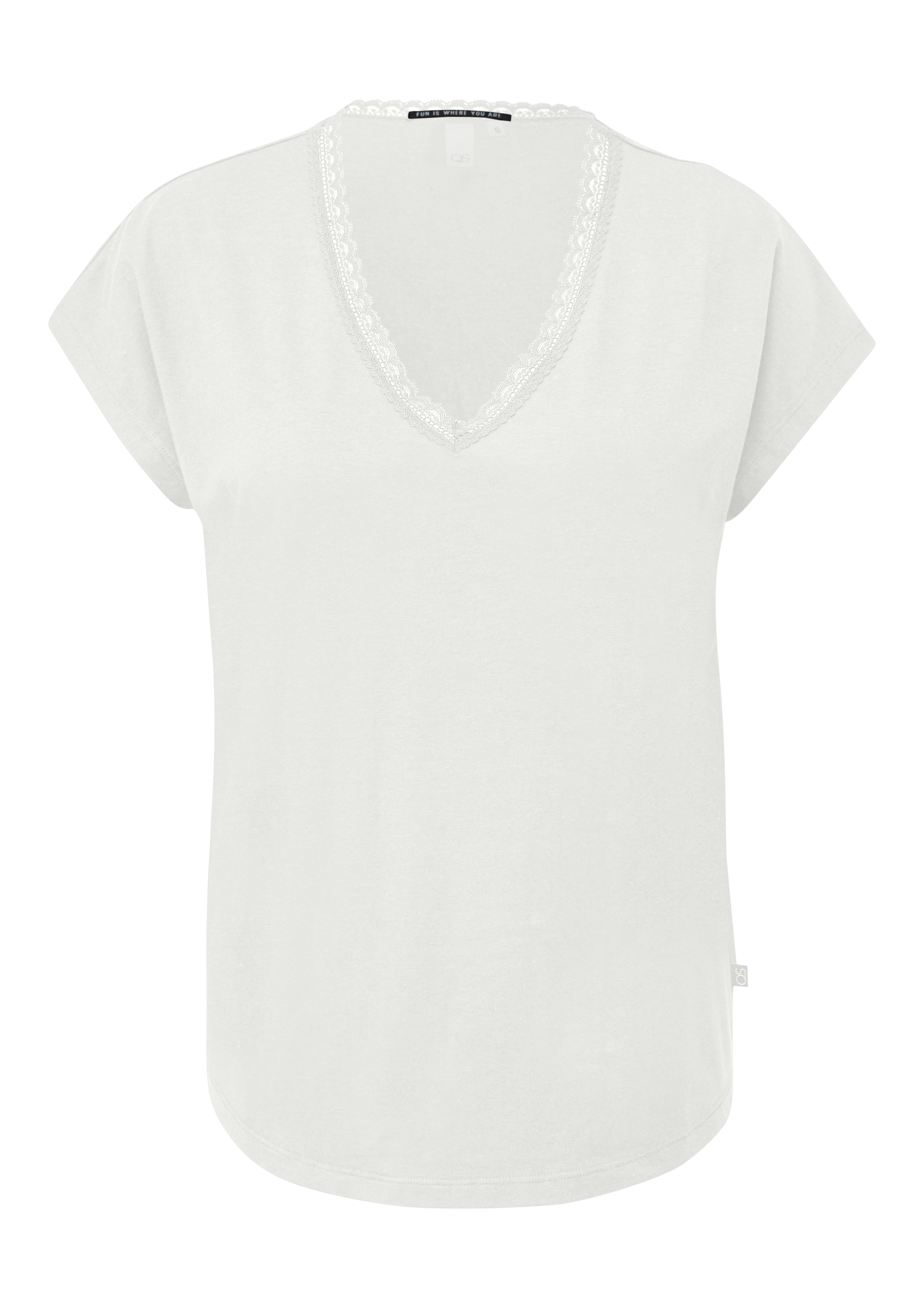 QS T-Shirt, mit Spitze am Ausschnitt