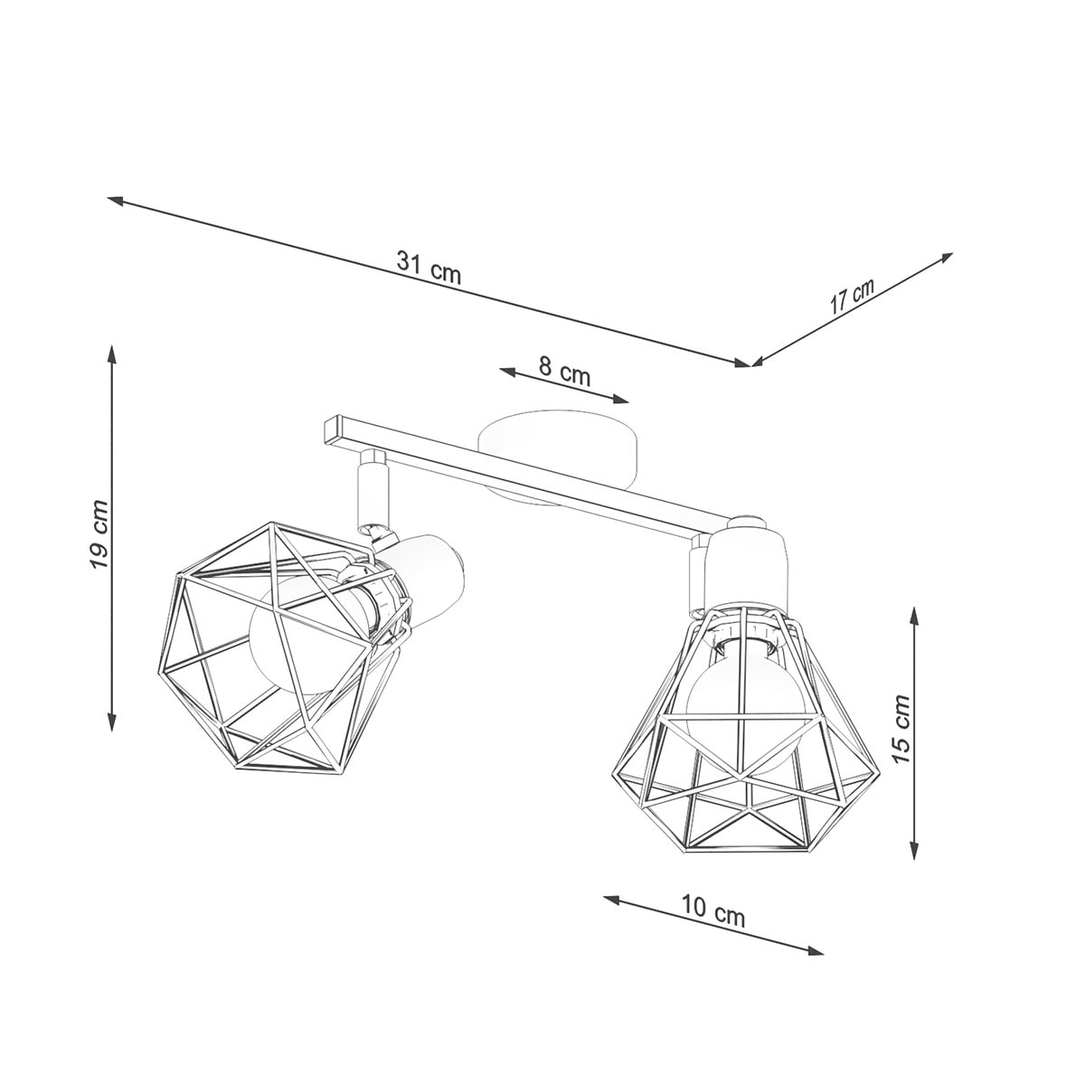 SOLLUX lighting Deckenleuchte »ARTEMIS«, 2 flammig, Leuchtmittel E14 | ohne Leuchtmittel, beweglicher Lampenschirm