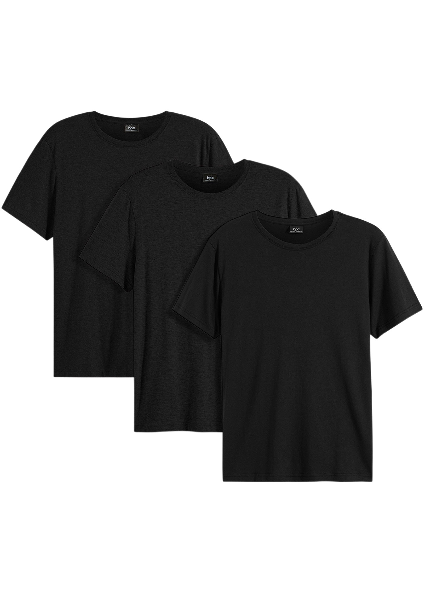 bonprix T-Shirt "T-Shirt (3er Pack)" Packung, 3 Stk. bequemer Regular Fit, Rundhalsausschnitt, leichte Stoffqualität