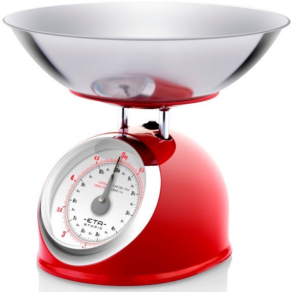 eta Küchenwaage "STORIO rot ETA577790030 Retro" analog, Ganzmetall-Design mit einer Edelstahlschale