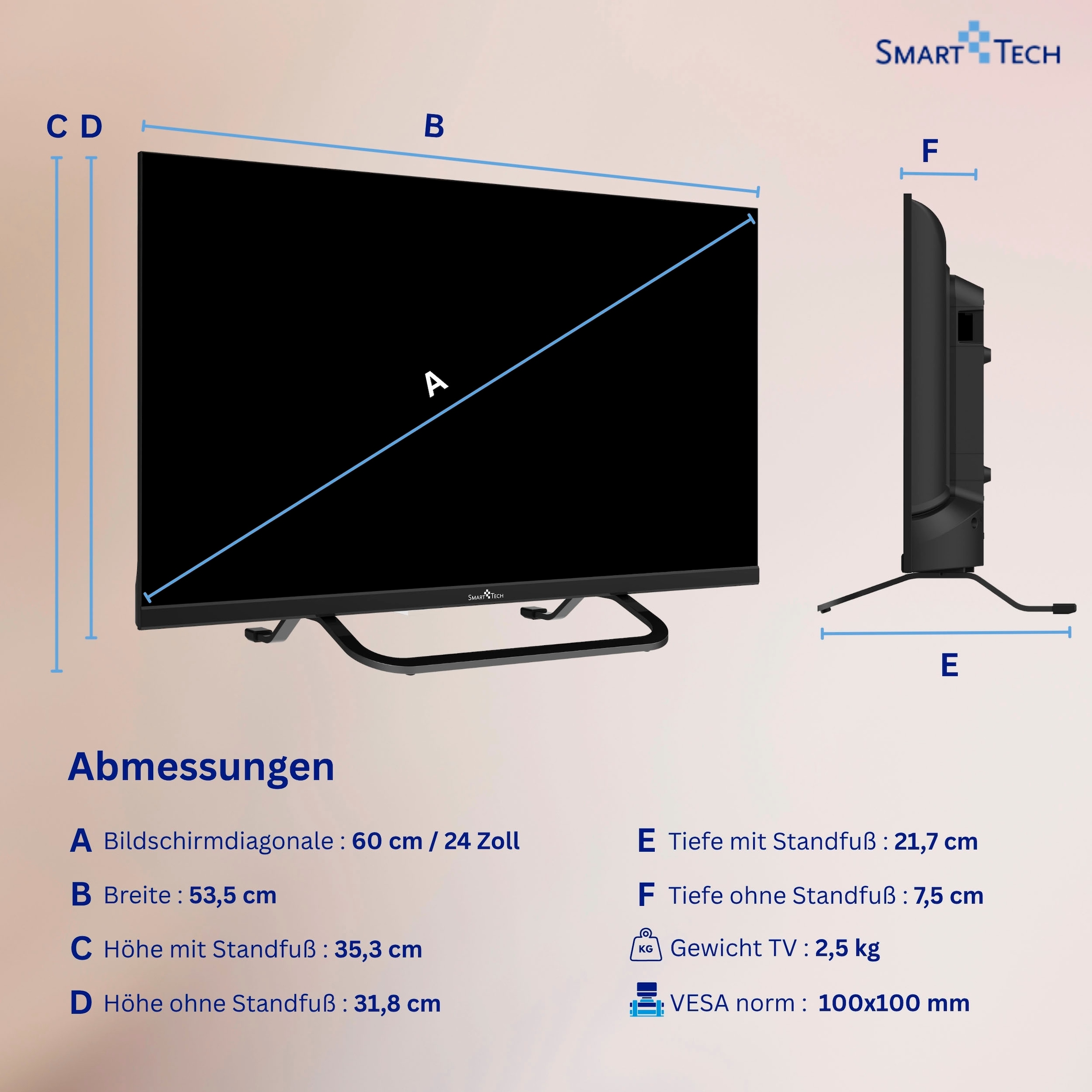 Smart Tech LED-Fernseher »24HV02V« 60 cm/24 ″ HD ready Smart-TV