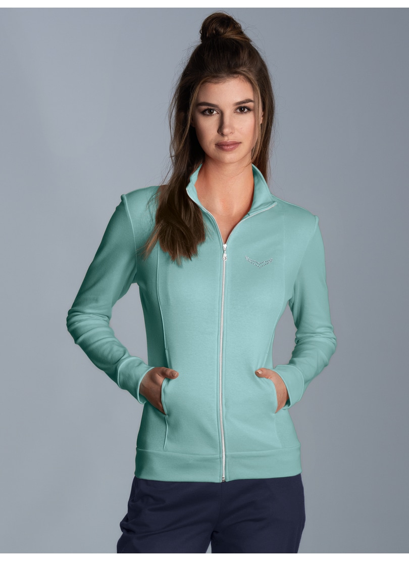 Trigema Sweatjacke "TRIGEMA Jacke veredelt mit Kristallsteinen" 1 Stk. tlg. günstig online kaufen
