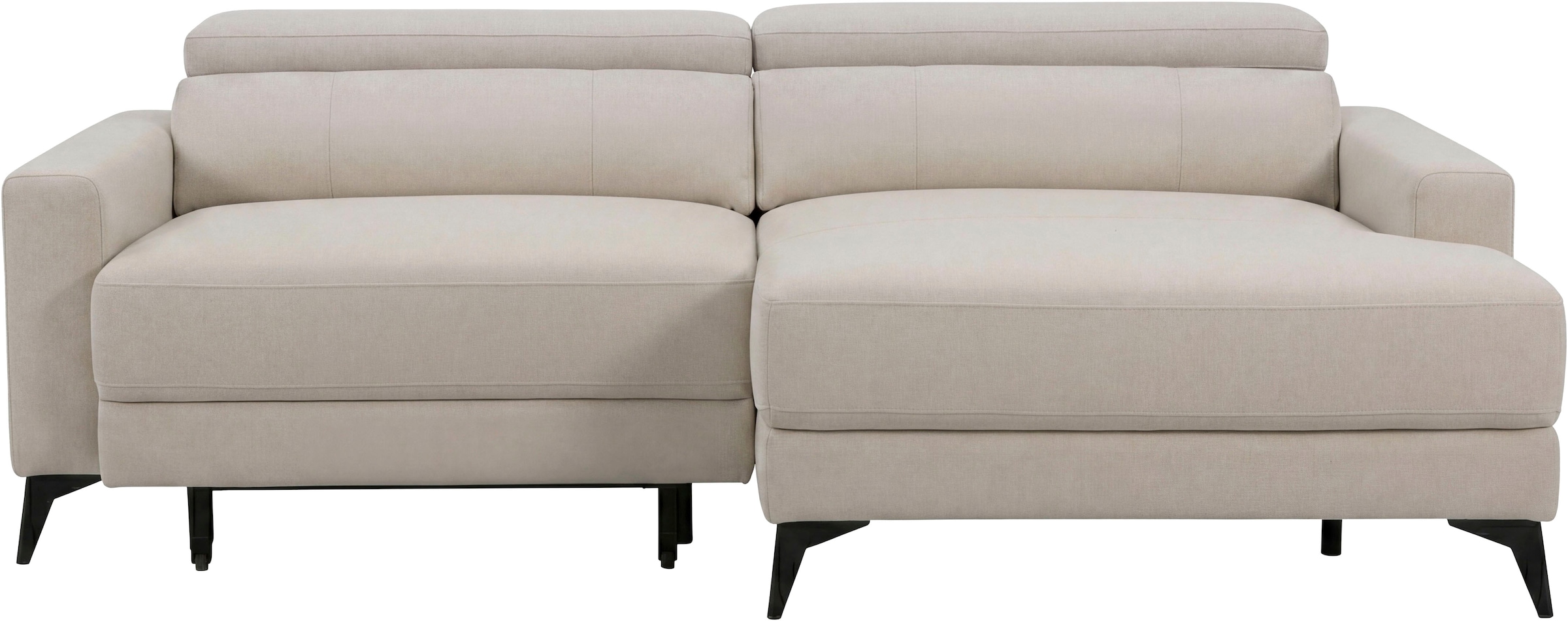 OTTO home Ecksofa »LEWII, L-Form, 225 cm - elektr. Schlafsofa und Sitztiefenverstellung« mit USB A/C-Anschluss. Federkern, verstellbaren Kopfstützen, Webstoff