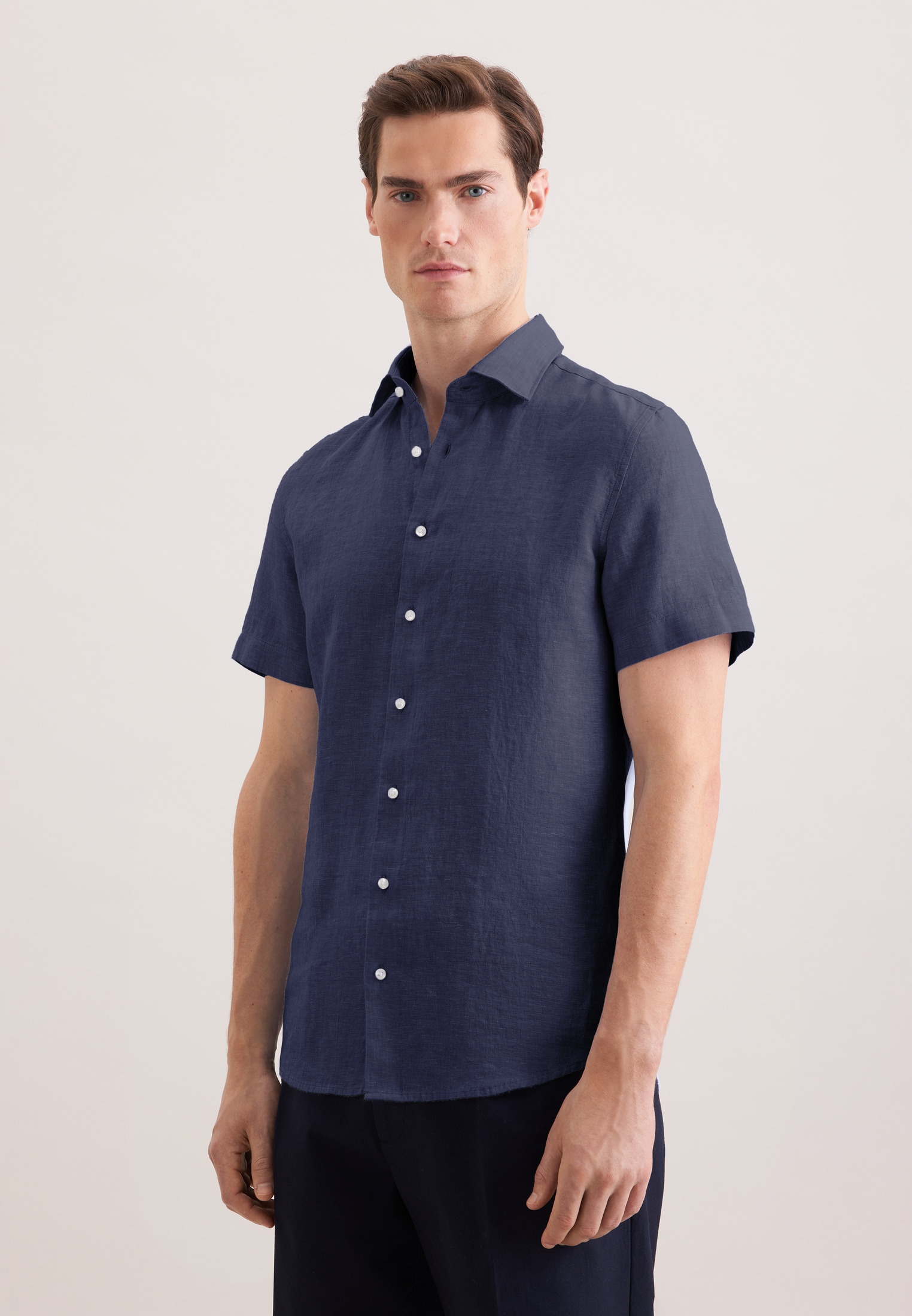 seidensticker Leinenhemd "Schwarze Rose" Slim 1/2 Kentkragen Uni günstig online kaufen