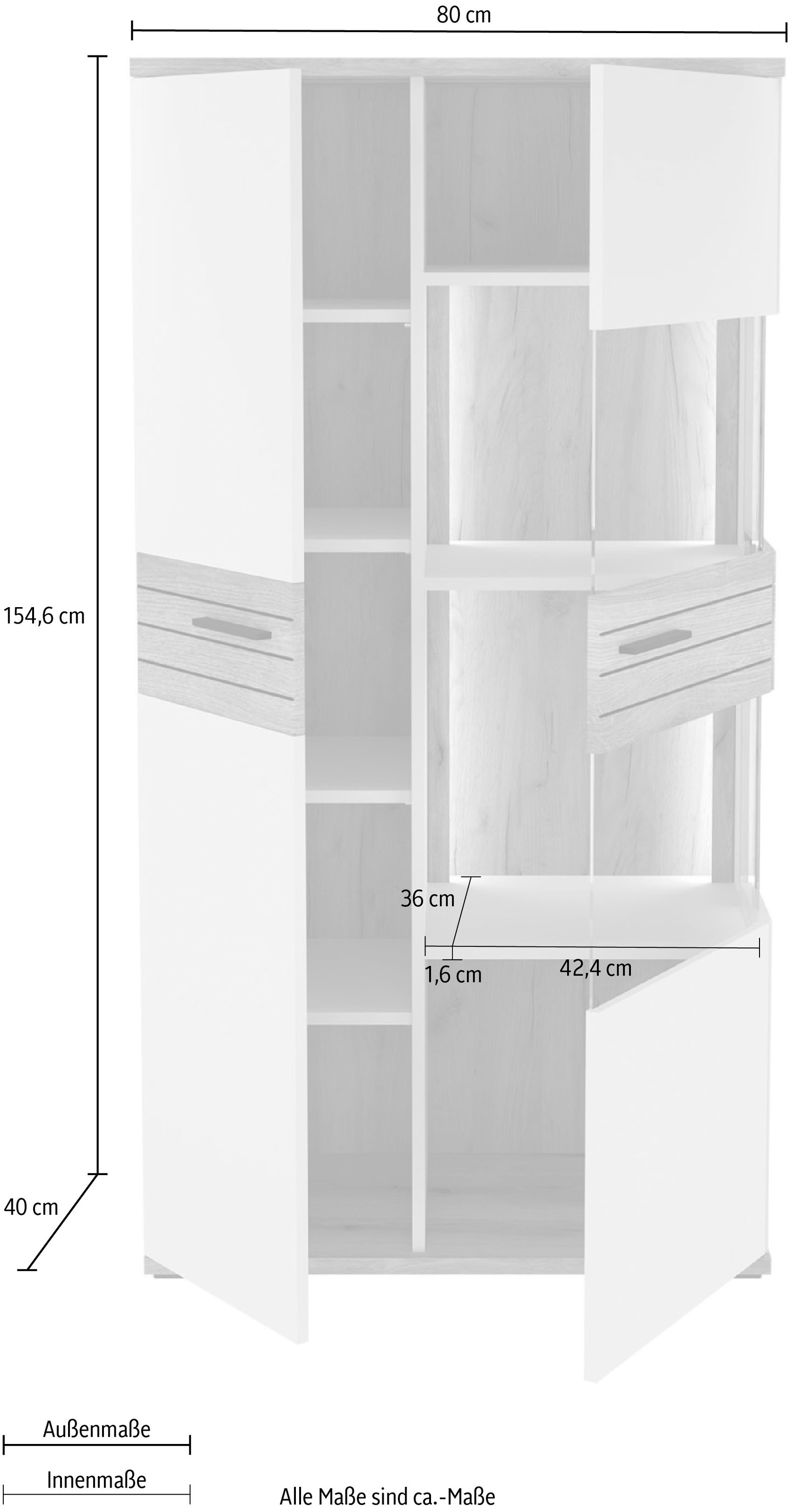 set one by Musterring Vitrine »Quincy« 1 Stk. tlg. Mit Glas und LED, in Anthrazit/Lichtgrau erhältlich, 80 cm breit