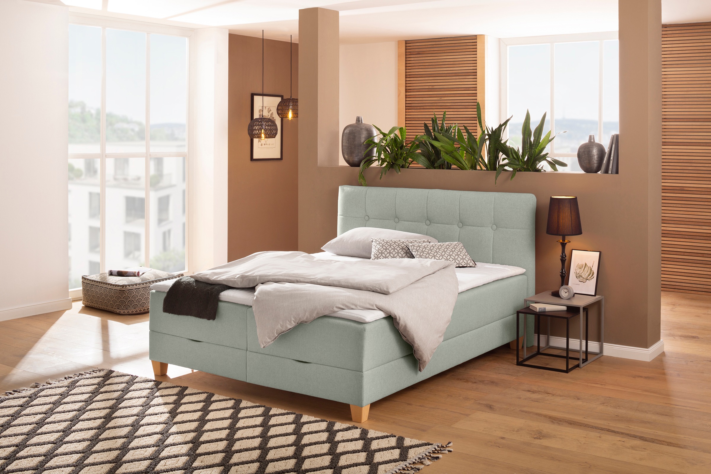 Home affaire Boxbett »Lonrai«, in H2,H3 & H4 und XXL - Überlänge 220cm wählbar, inkl. Topper