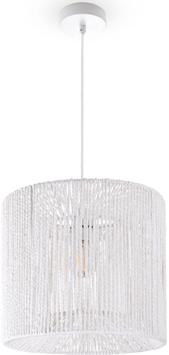 Paco Home Pendelleuchte »Hugo Ramira«, Wohnzimmer Esszimmer Rattan Optik  Boho Schirm Papier E27 Modern | BAUR