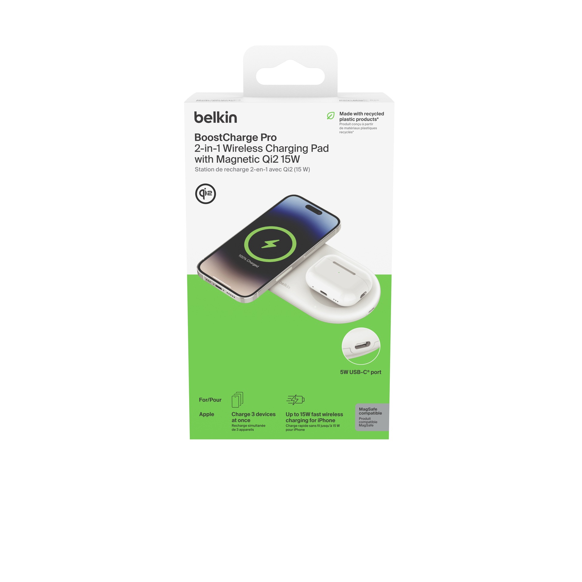Belkin Wireless Charger »BOOST CHARGE PRO 2in1 Ladepad Qi2 15 Watt«