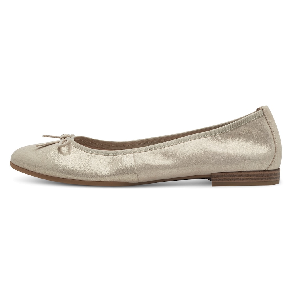 Tamaris Ballerina, Festtagsschuh, Hochzeitsschuh, Flats mit Schleife im Metallic Look