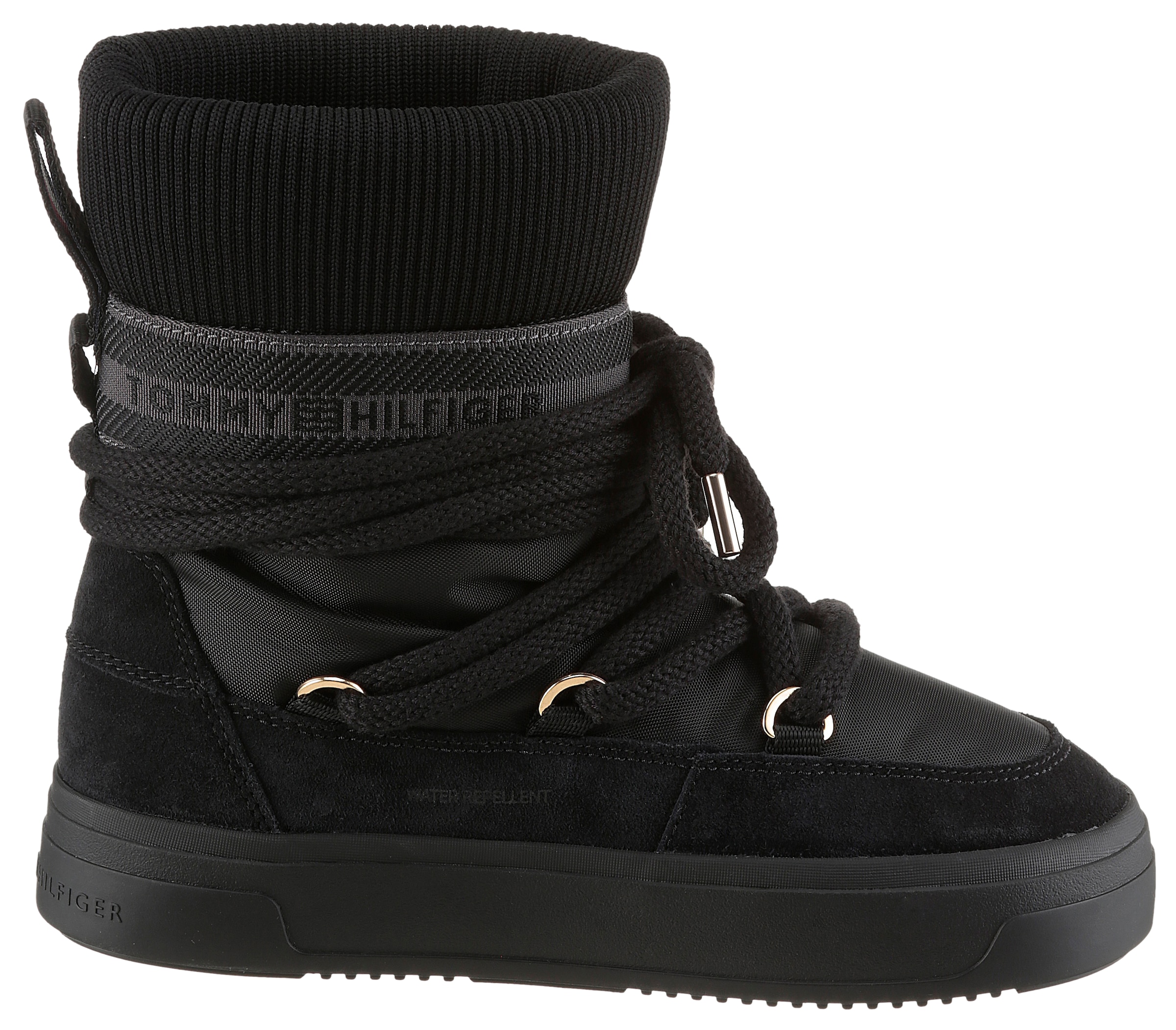 Tommy Hilfiger Schnürboots »TOMMYTECH LOGOTAPE SNOWBOOT WARM«, Plateau, Schnürboots, Outdoorschuh, Textilband mit Logoschriftzug