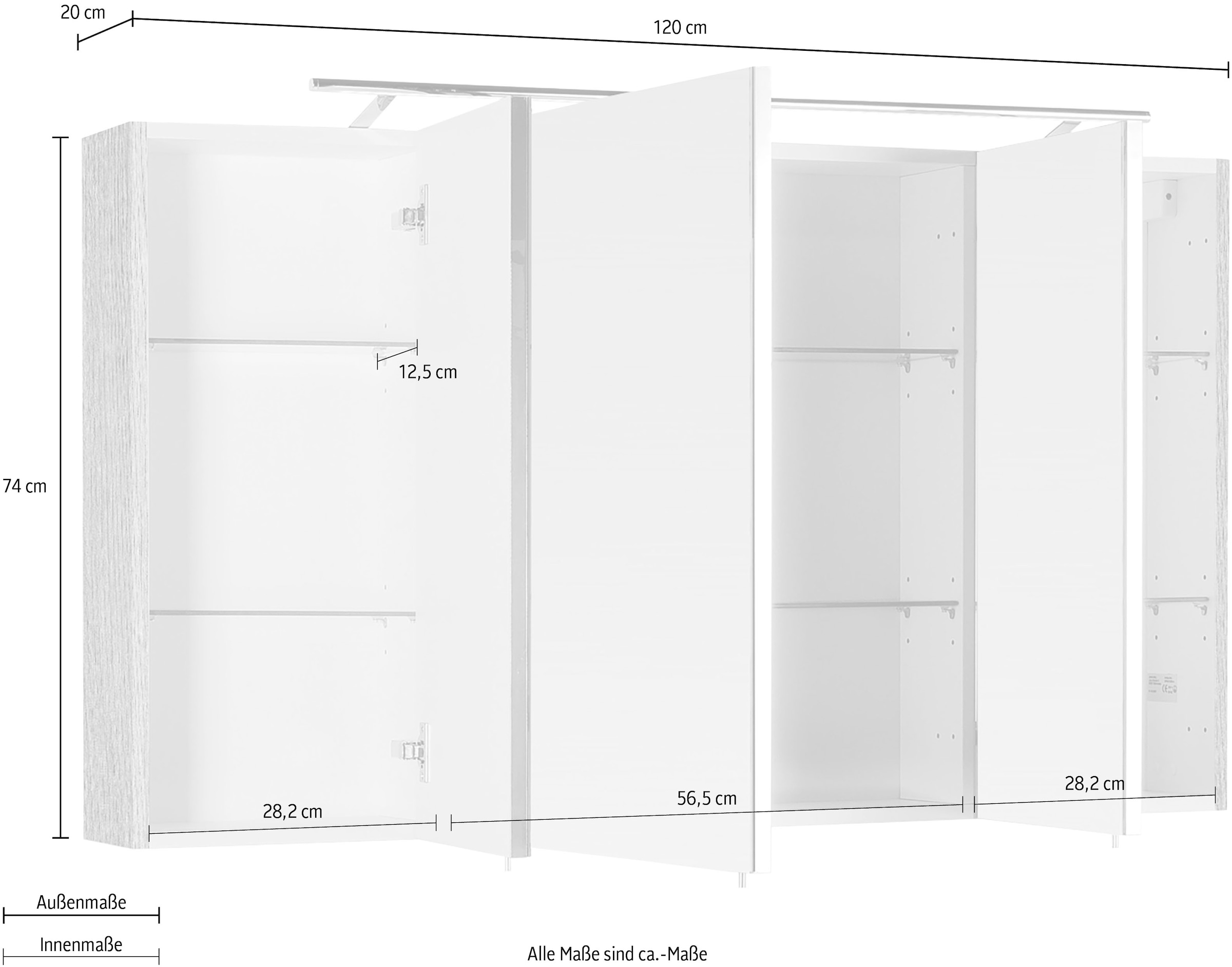 Saphir Spiegelschrank »3040«, Breite 120 cm