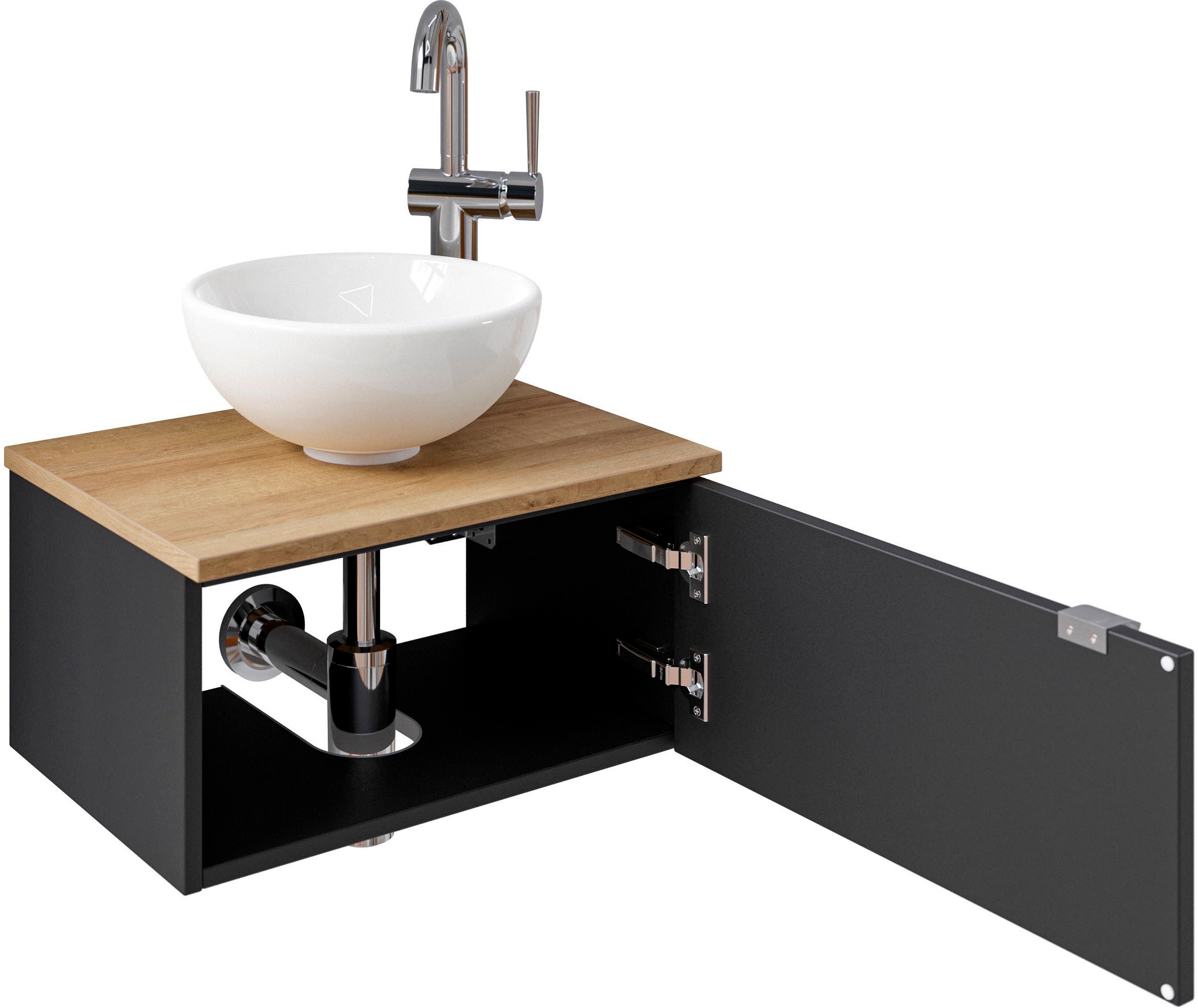 Saphir Badmöbel-Set »Serie 6915«, (4 St.), Gäste-Bad, 51 cm breit, mit LED-Spiegel und 1 Tür