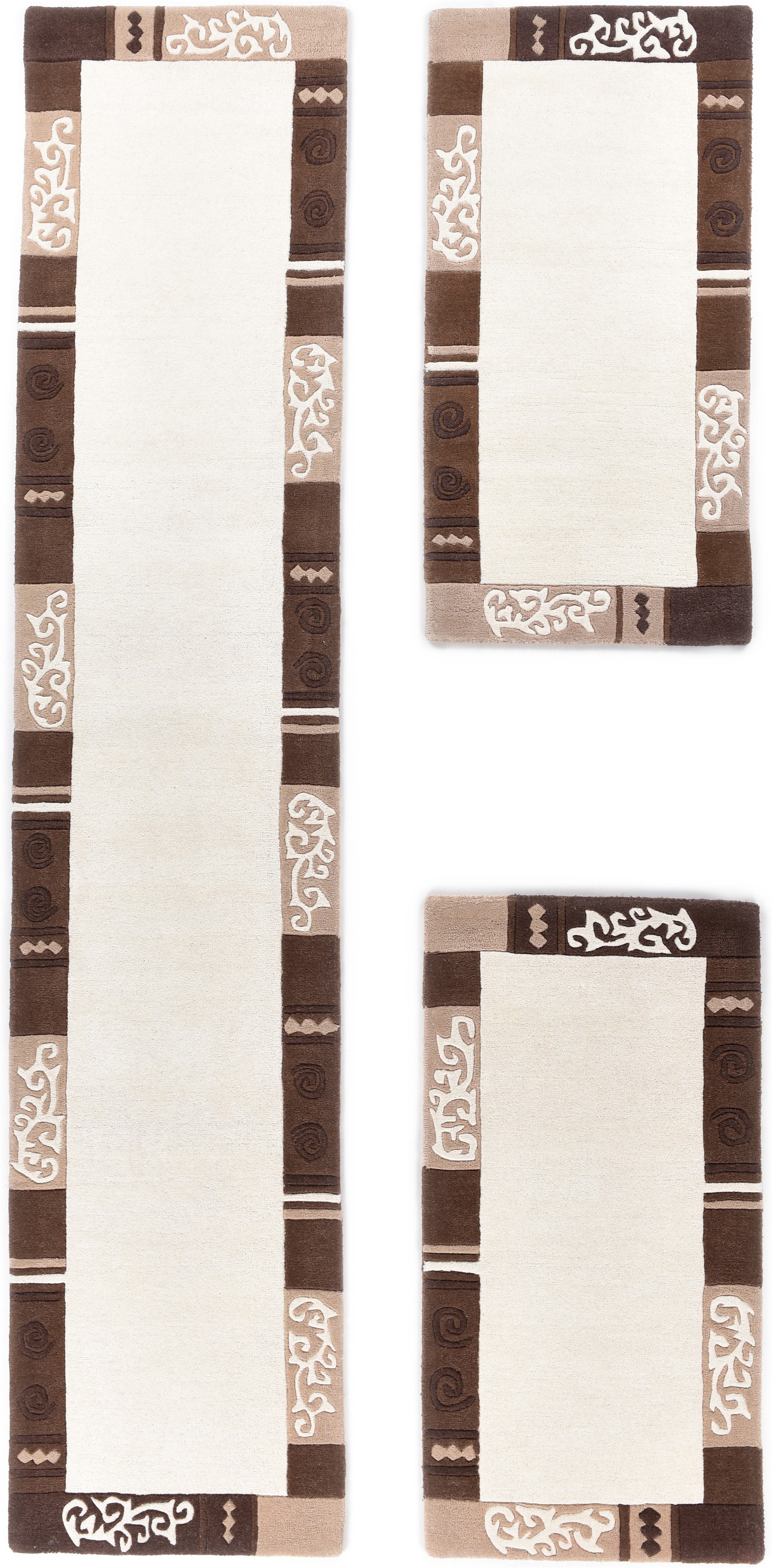 Bettumrandung THEKO, H:14mm, beige, Obermaterial: 100% Wolle, Schlafzimmer, Bettumrandungen, "Ambadi", Bettvorleger, reine Wolle, mit Bordüre,