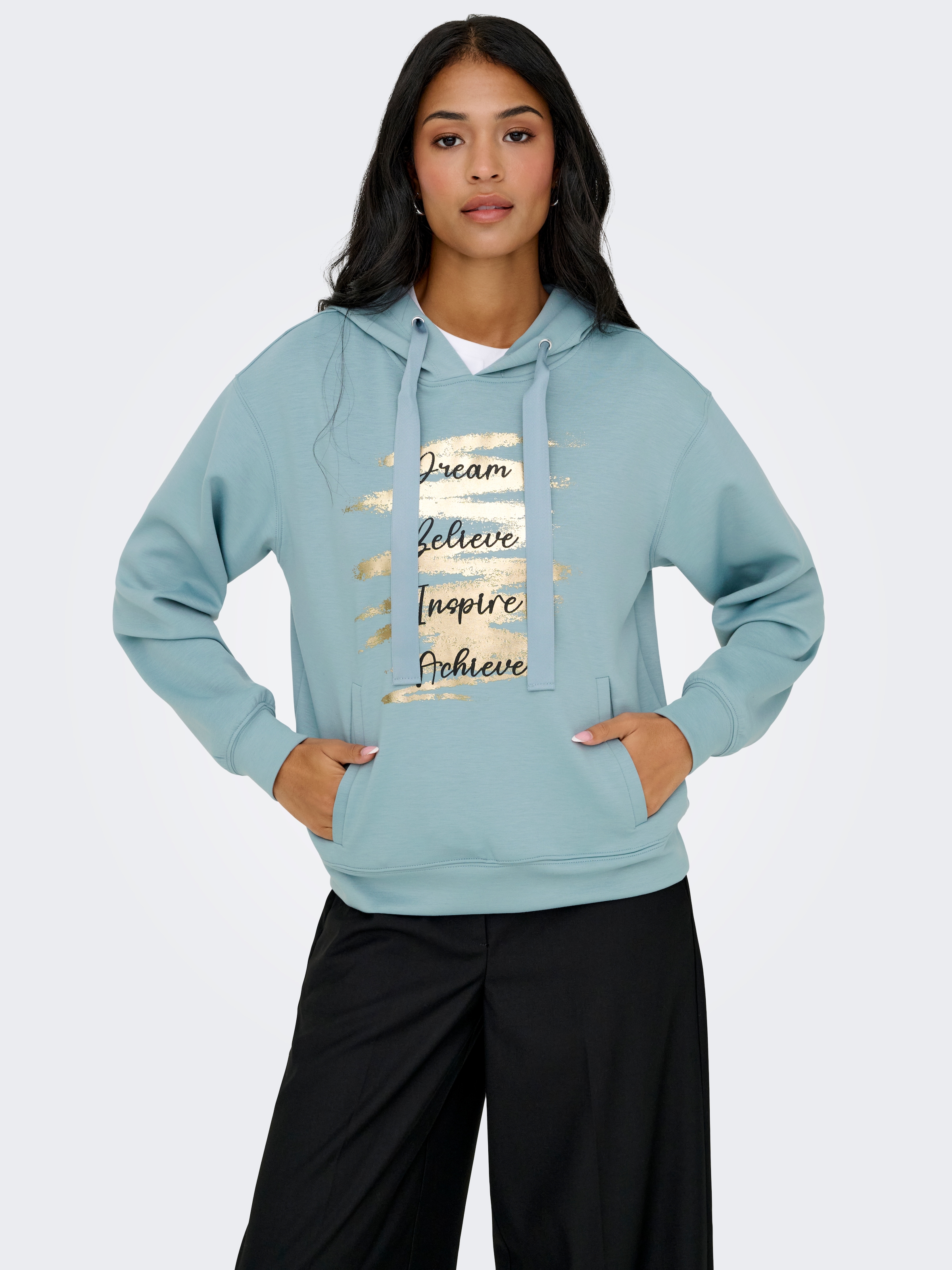 ONLY Kapuzensweatshirt "ONLALINA LIFE L/S PRINT HOOD SWT" günstig online kaufen