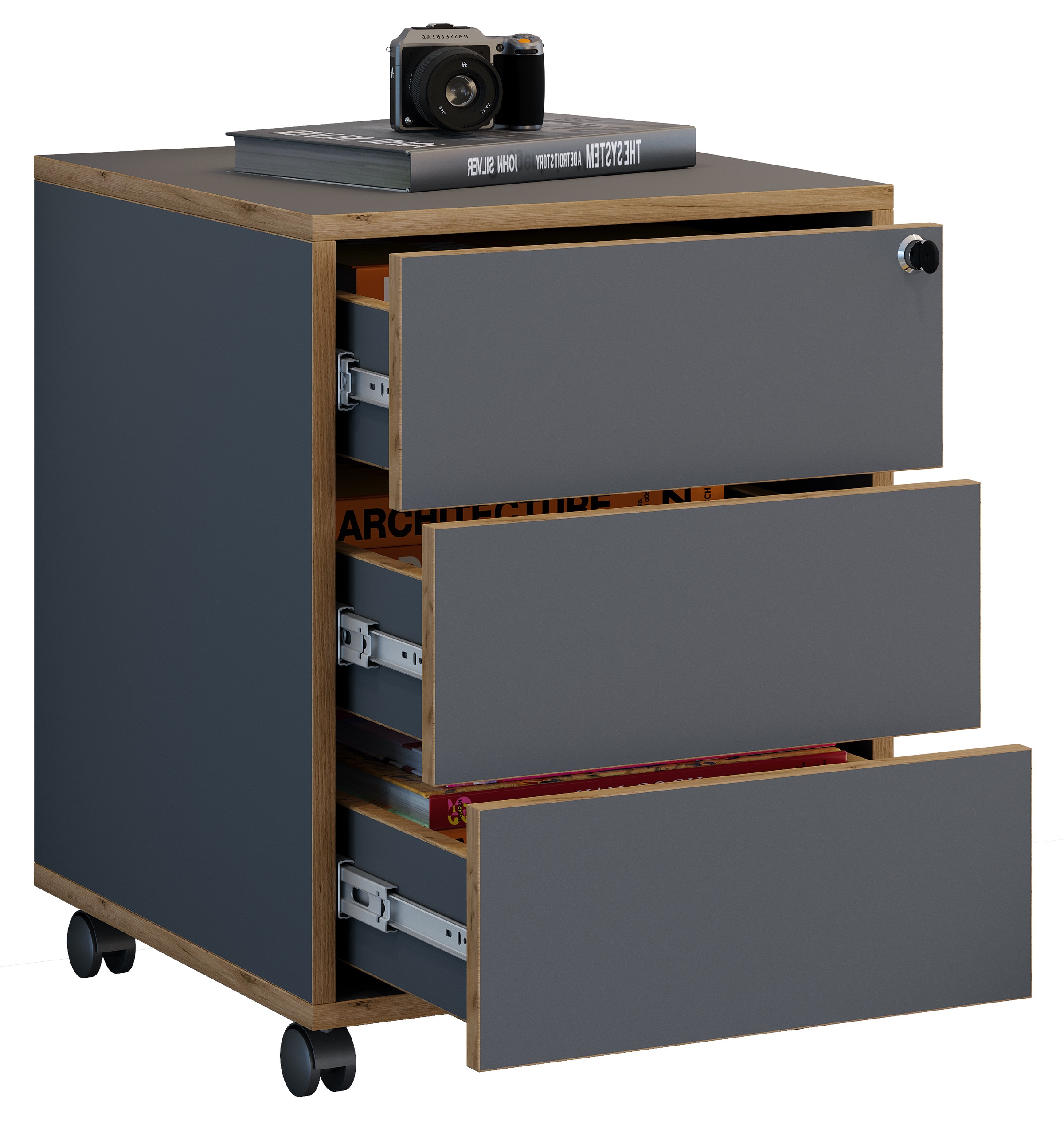 VCM Container "Holz Rollcontainer Bürocontainer Salia 3 Schublade" 1 Stk. t günstig online kaufen