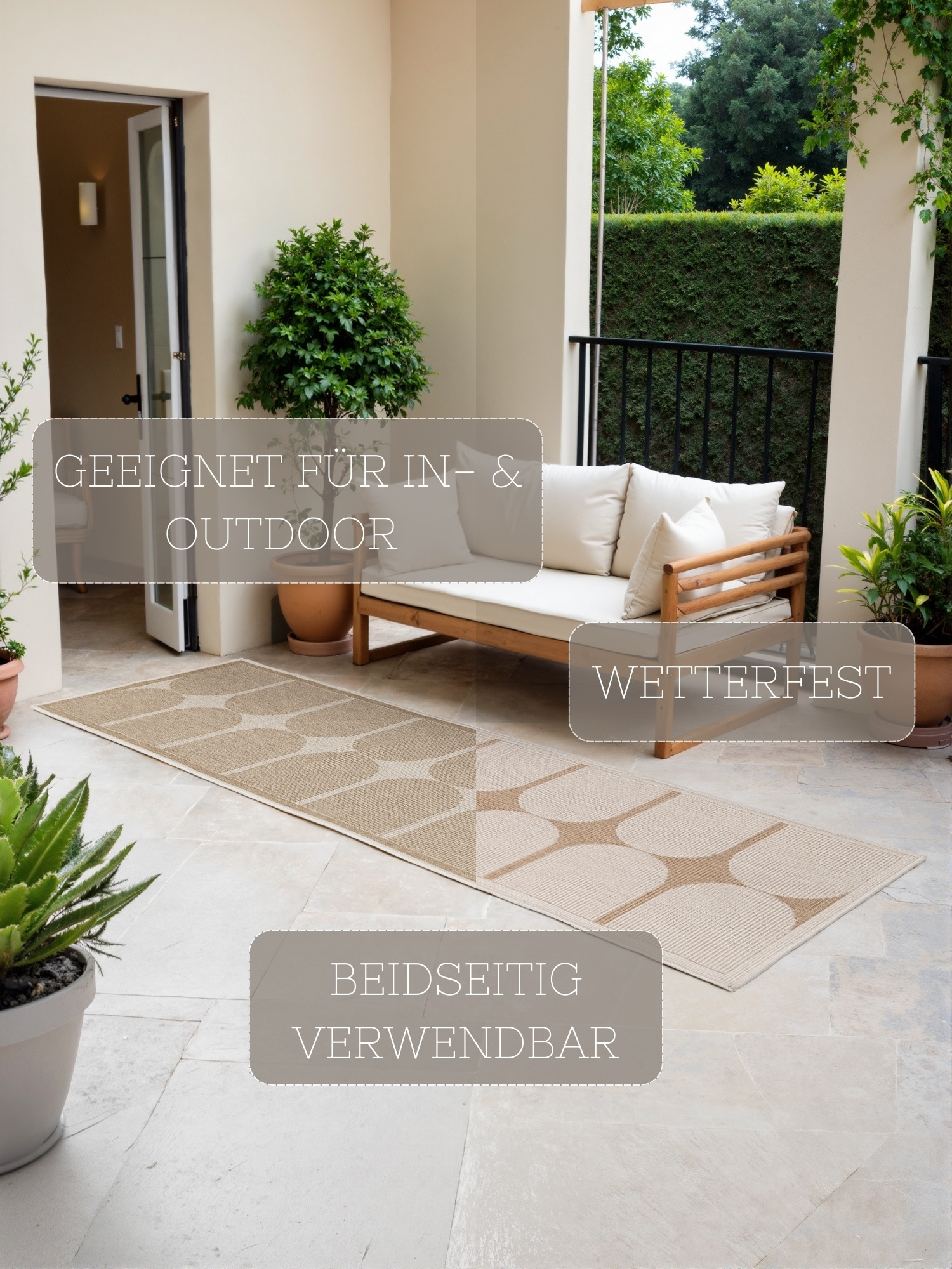 NORTHRUGS Outdoorteppich »Bowen Wendeteppich«, rechteckig, 5 mm Höhe, Läufer, In und Outdoor, Flachgewebe, wetterfest, pflegeleicht, robust