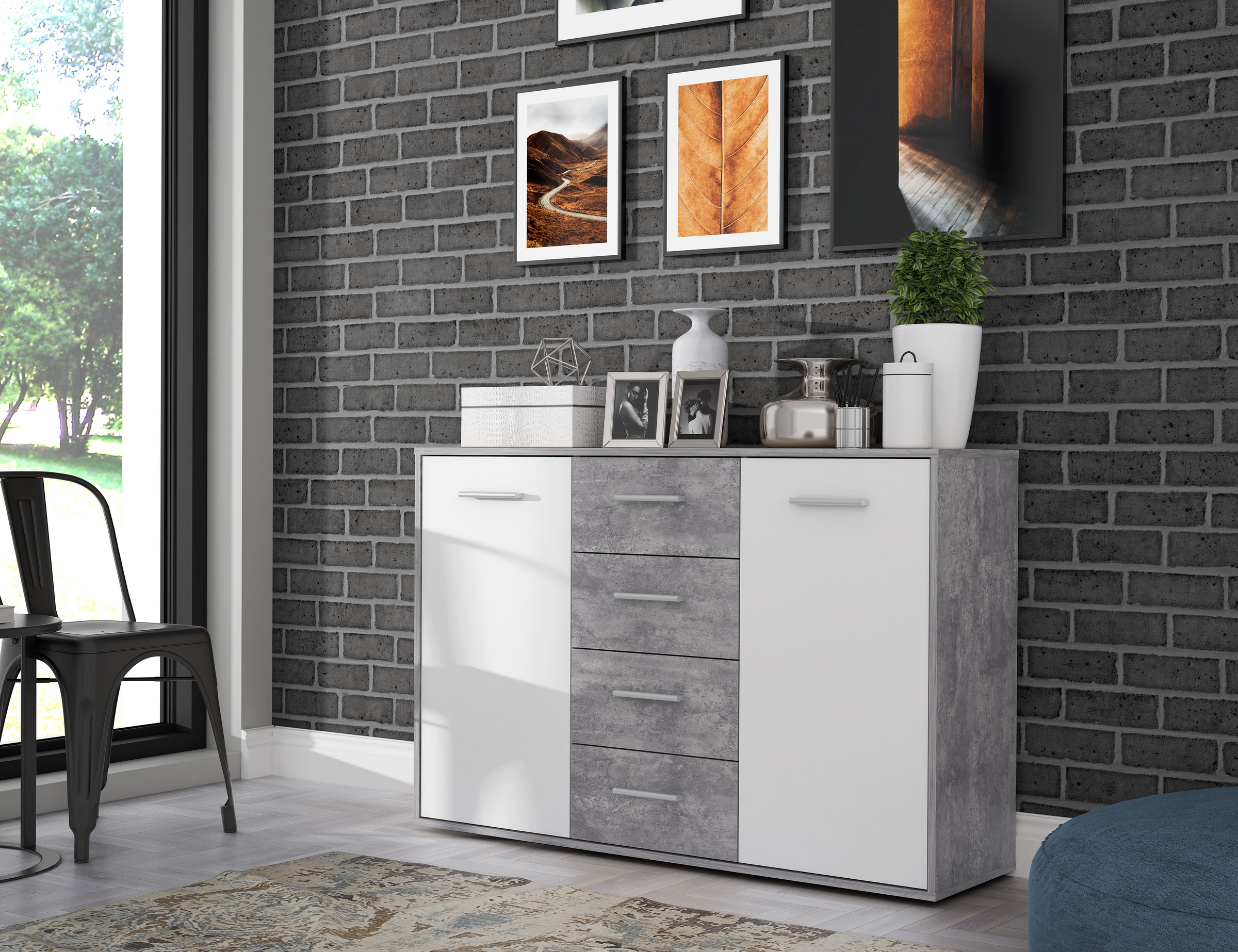 FORTE Sideboard »Sideboard, verschiedene Dekore, Schubkästen« B/H/T 122,6/81,7/34,2 cm, Stauraum