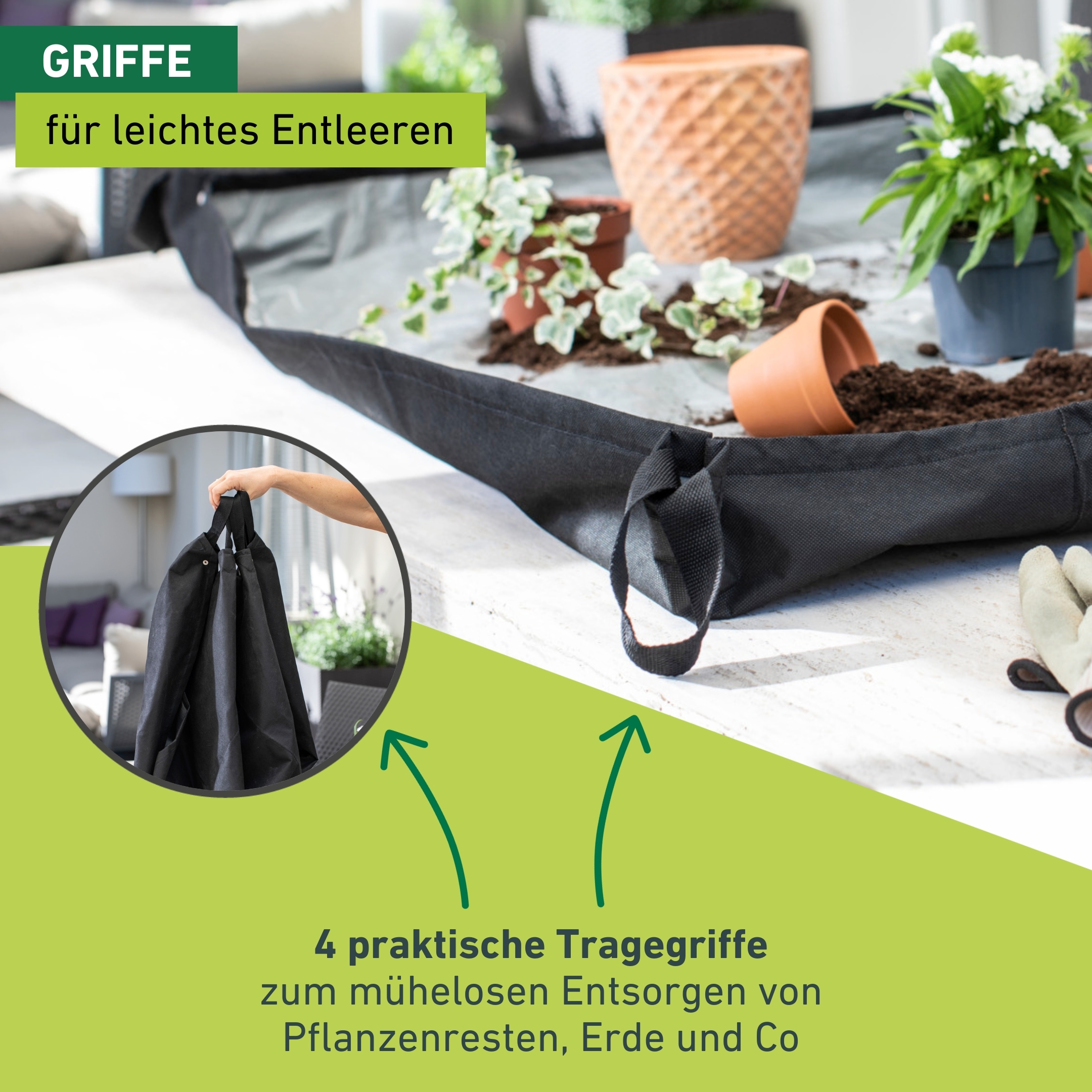 Windhager Schutzplane »für umtopfen der Pflanzen, Umtopfmatte aus Vlies« wasserabweisend, ab klappbare Ränder, 150x100 cm, grau