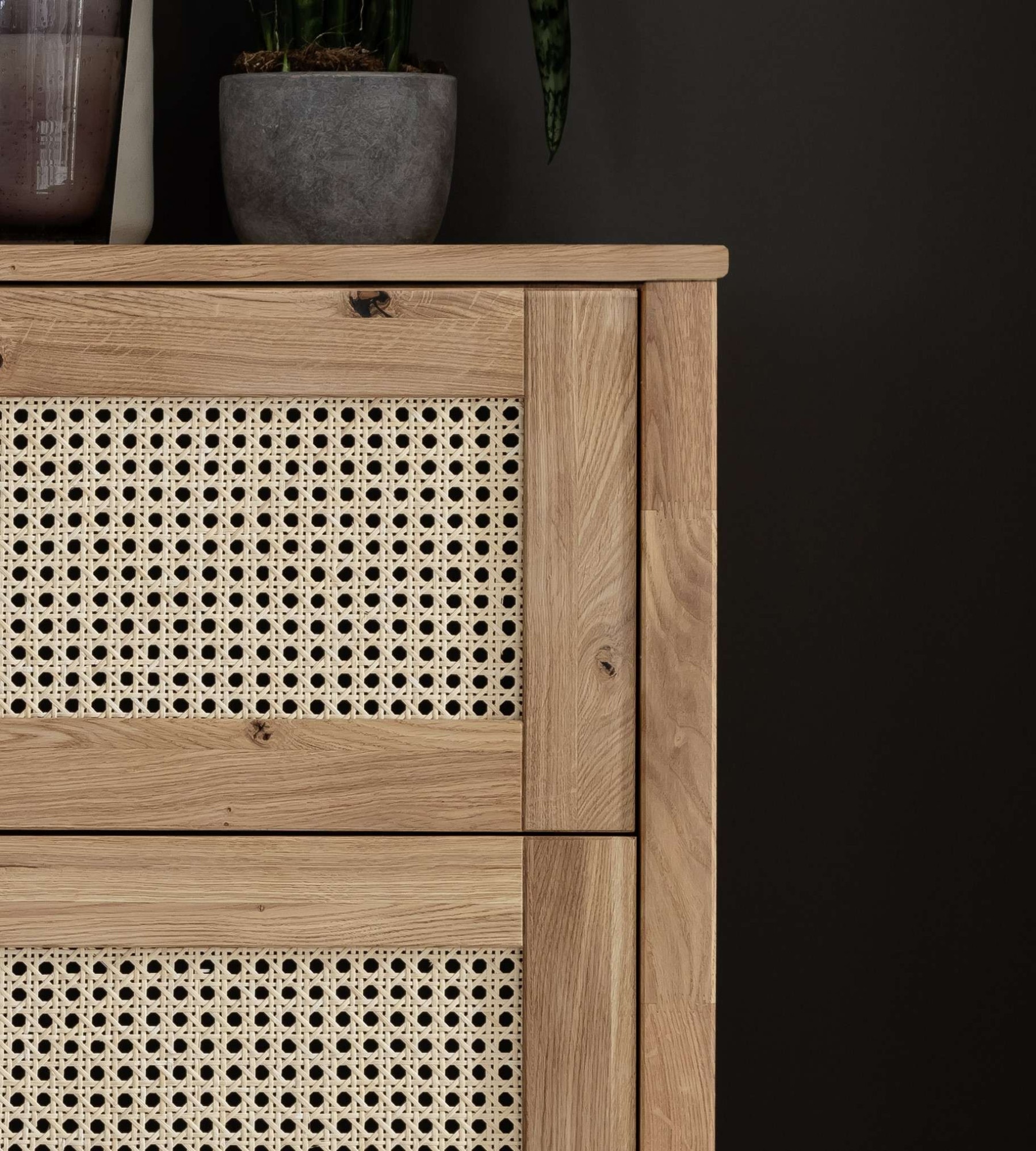 andas Schubkastenkommode »Hällevik Kommode, Aufbewahrung, Stauraum, Wäscheschrank Schrank«, (1 St.), Schubladenfronten mit Wiener Geflecht, massive FSC Zertifizierte Eiche