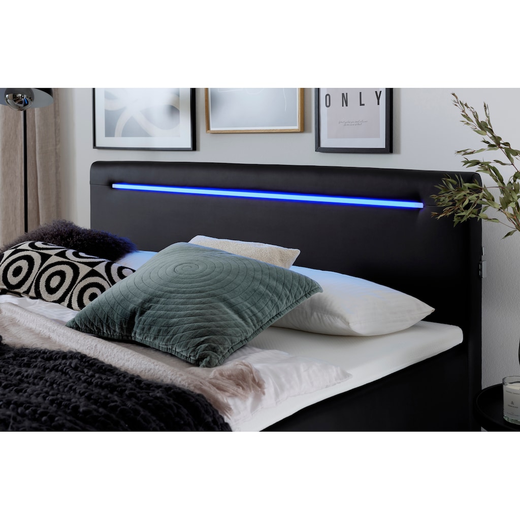 meise.möbel Polsterbett mit Bettkasten und LED-Beleuchtung
