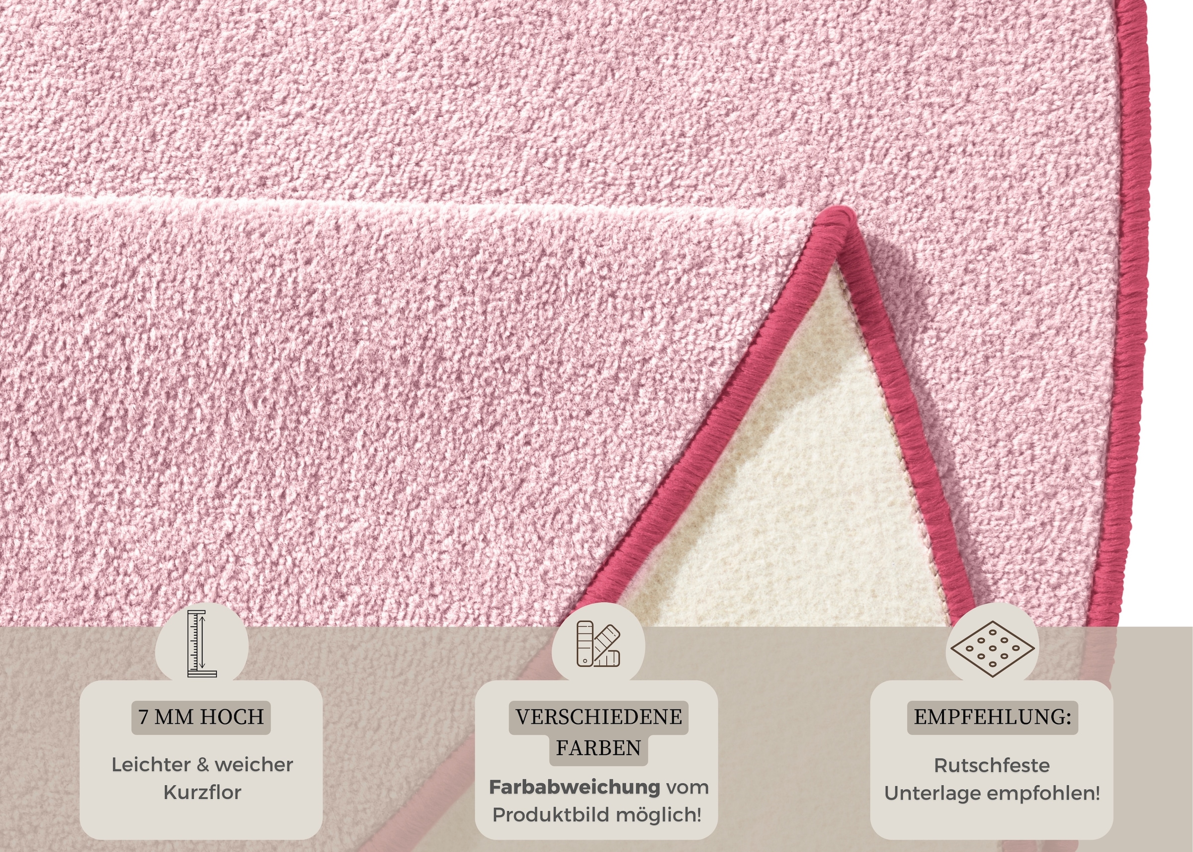 HANSE Home Teppich »Fancy«, rund, 7 mm Höhe, Kurzflor, Weich, Einfarbig, Wohnzimmer, Schlafzimmer, Esszimmer