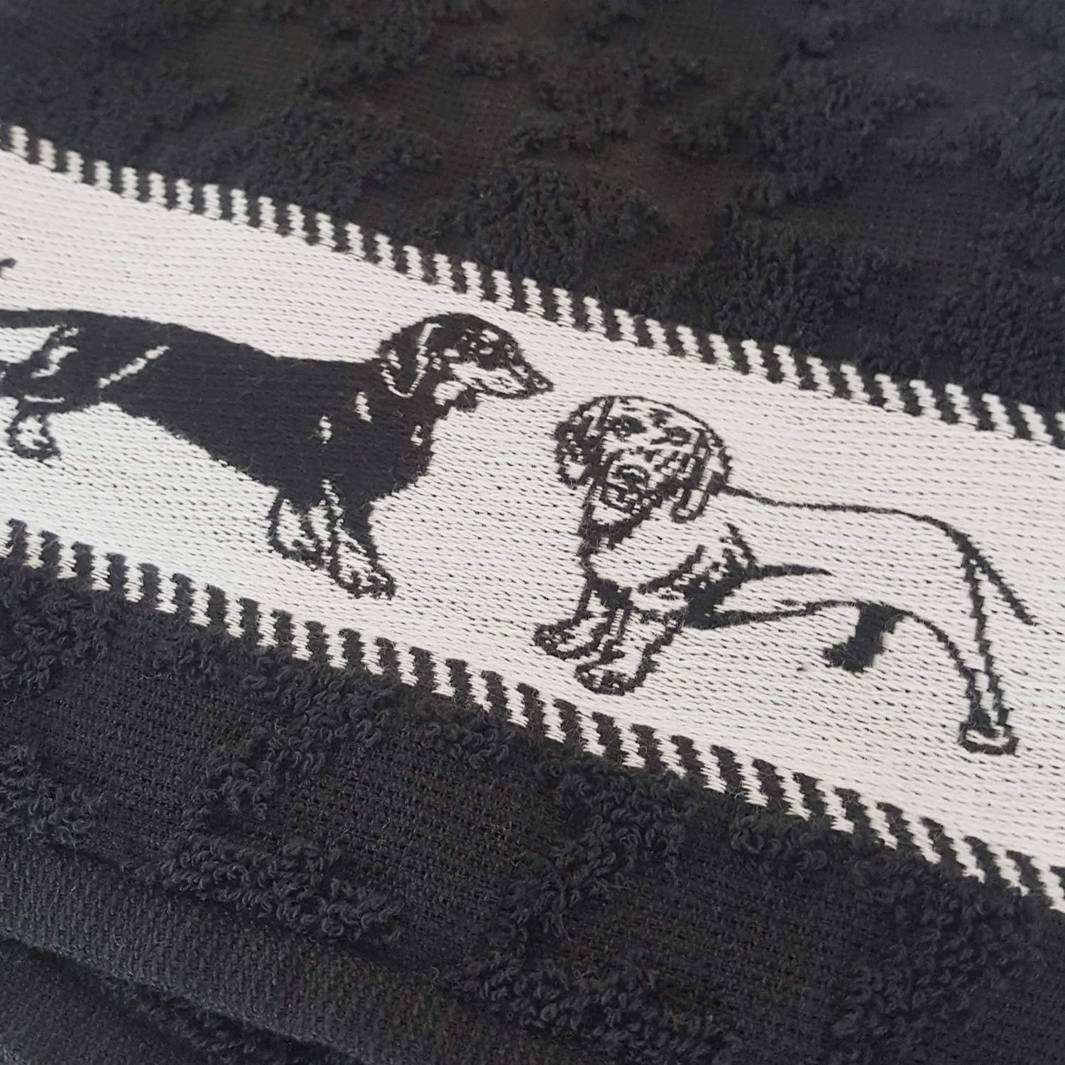 DDDDD Geschirrtuch »DDDDD Küchentuch Saar 50 x 55 cm, Schwarz (6er-Pack)« schnell trocknend, 100% Baumwolle, mit Dackel Bordüre