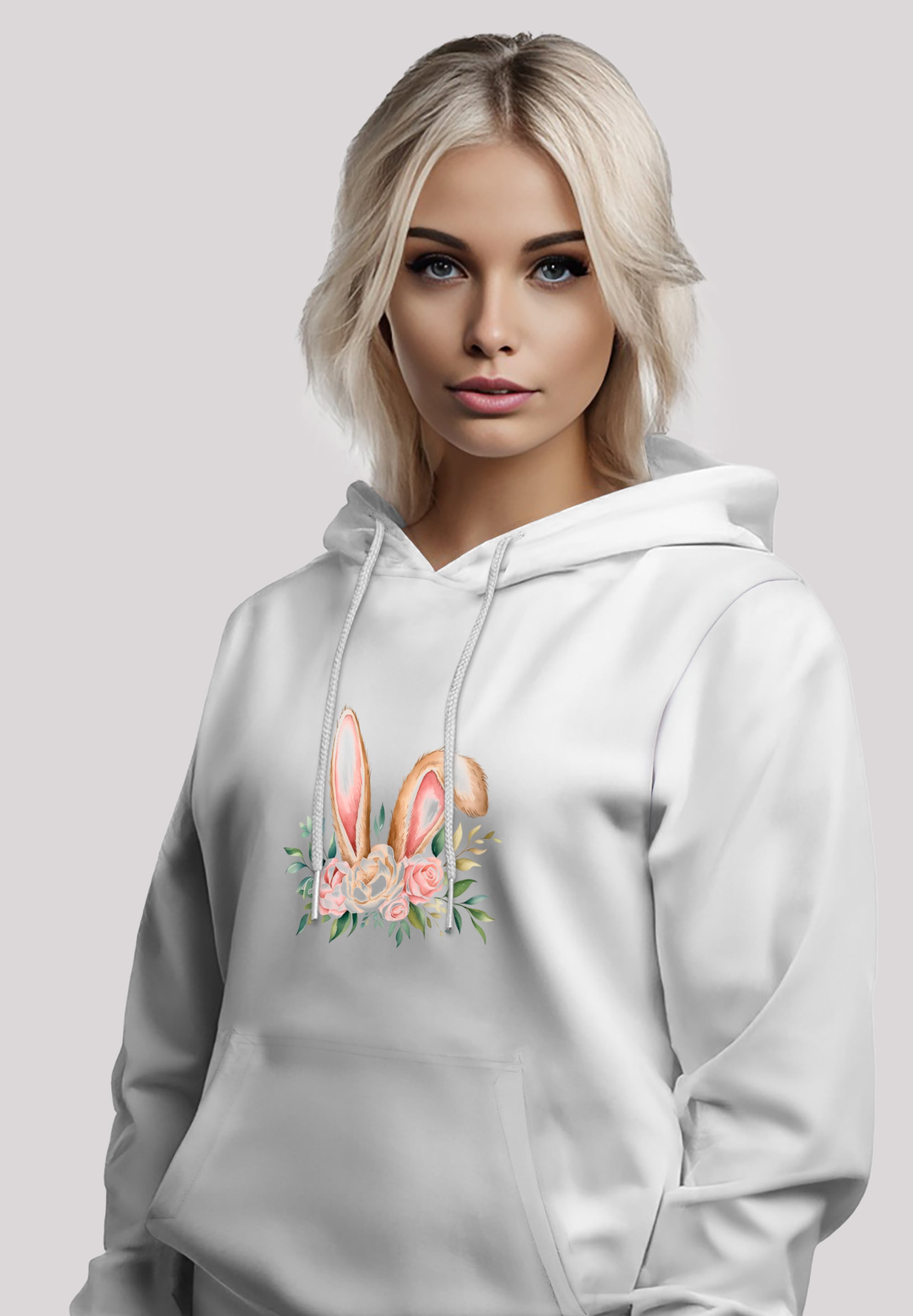 F4NT4STIC Kapuzenpullover »Blumen Osterhasen Ohren Dekor«, Premium Qualität