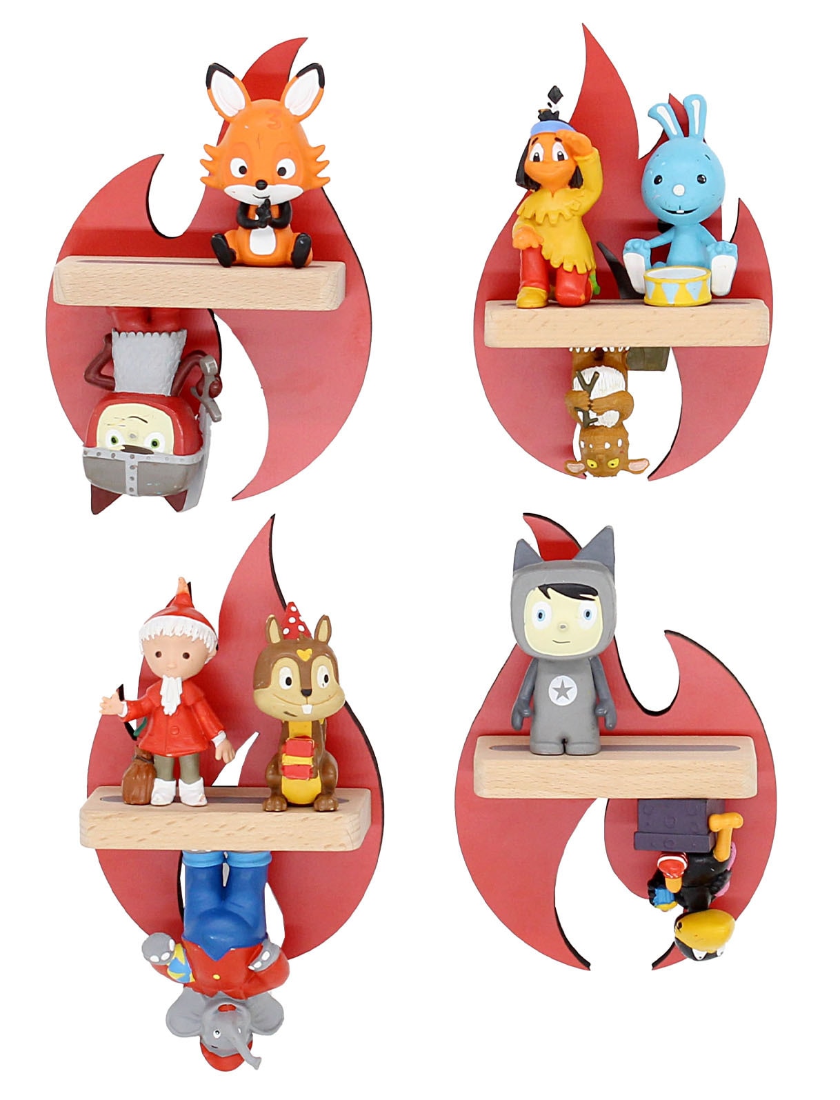Boarti Wandregal »BOARTI Holzregal hängend | platzsparendes Regal | Maße: H. 31 x B. 21 x T. 5 cm | Elegantes Regal hängend | Aufbewahrungsregal | Tonieregal - Flammen«